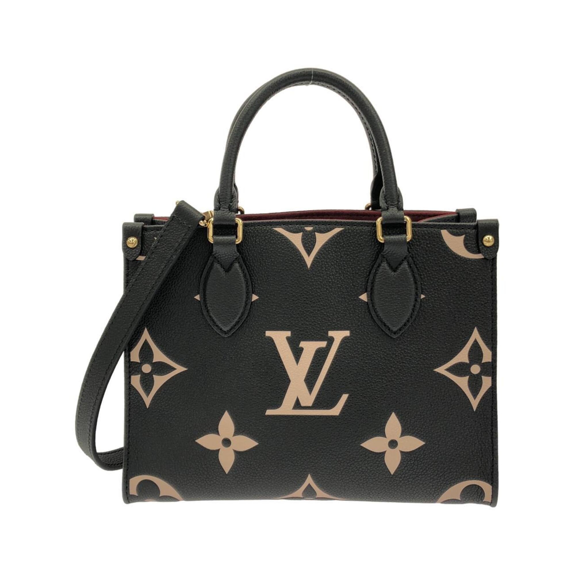 Louis Vuitton Beige Black Leather Handbag (Pre-Owned)