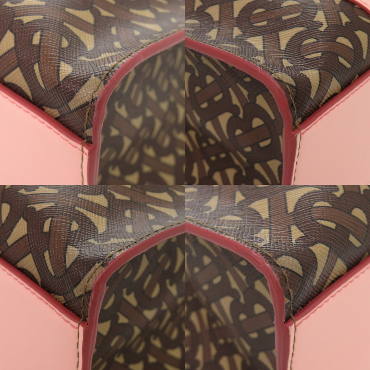 Burberry Brown Pink Pvc Leather Shoulder Bag Tote Bag (Pre-Owned)
