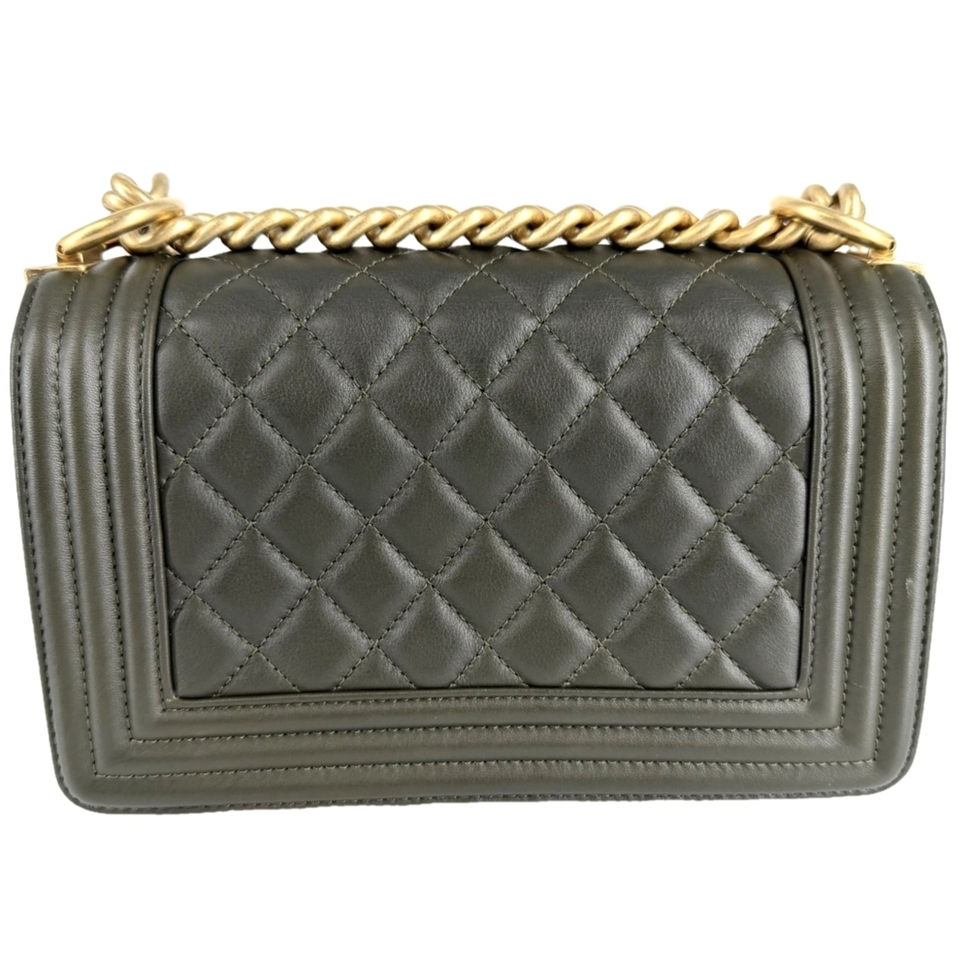 Chanel Khaki White Leather Shoulder Bag (Pre-Owned)