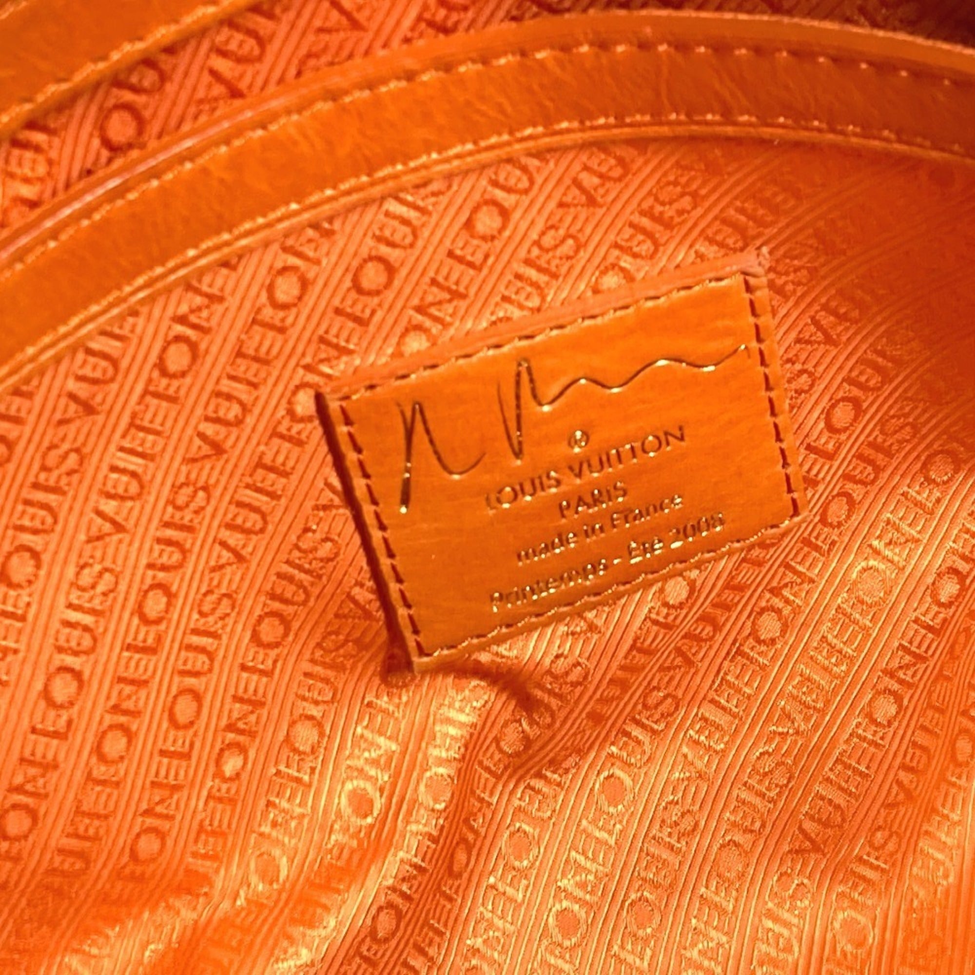 Louis Vuitton Orange Vinyl Leather Boston Bag Handbag Tote Bag (Pre-Owned)