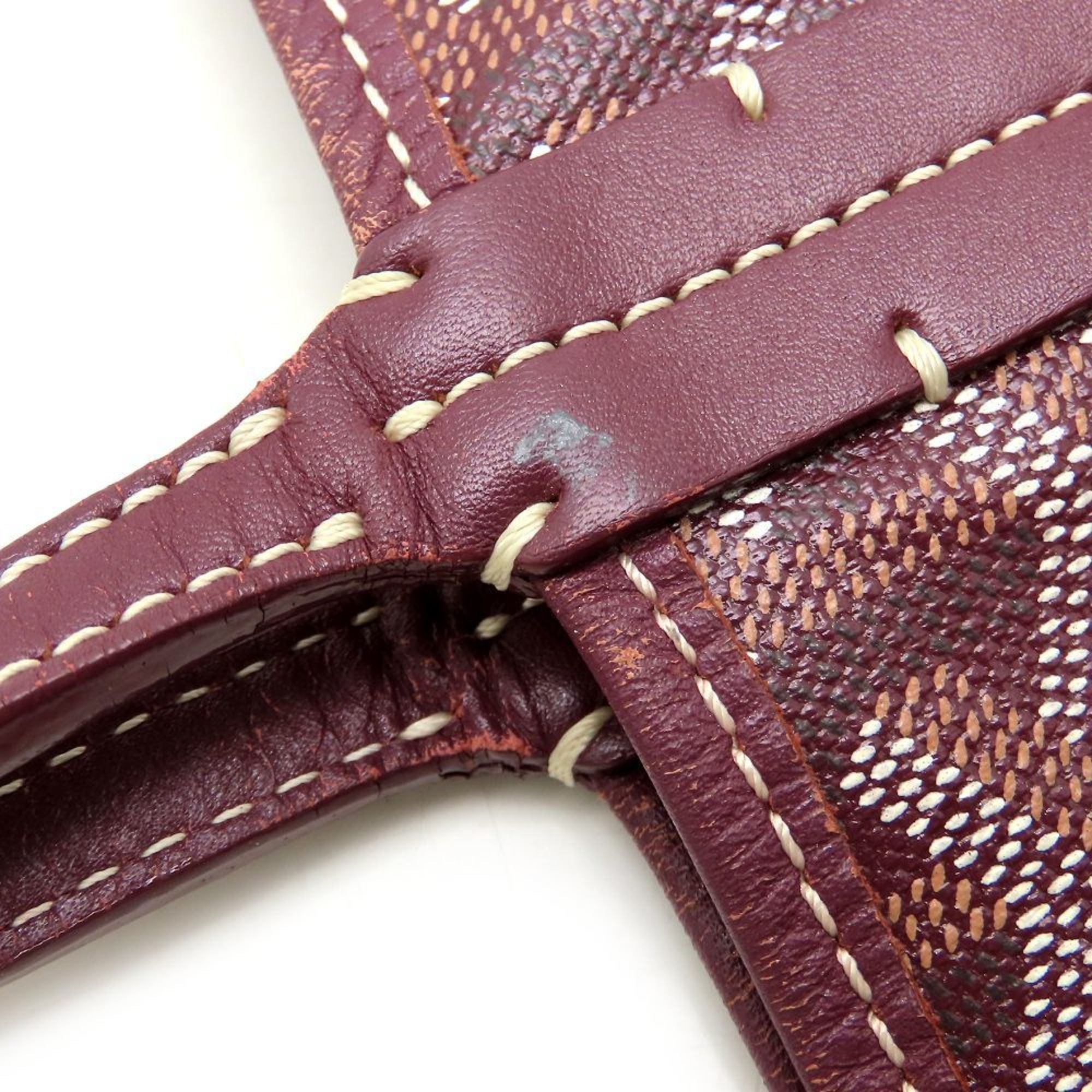 Goyard Burgundy Coated Canvas Leather Tote Bag (Pre-Owned)