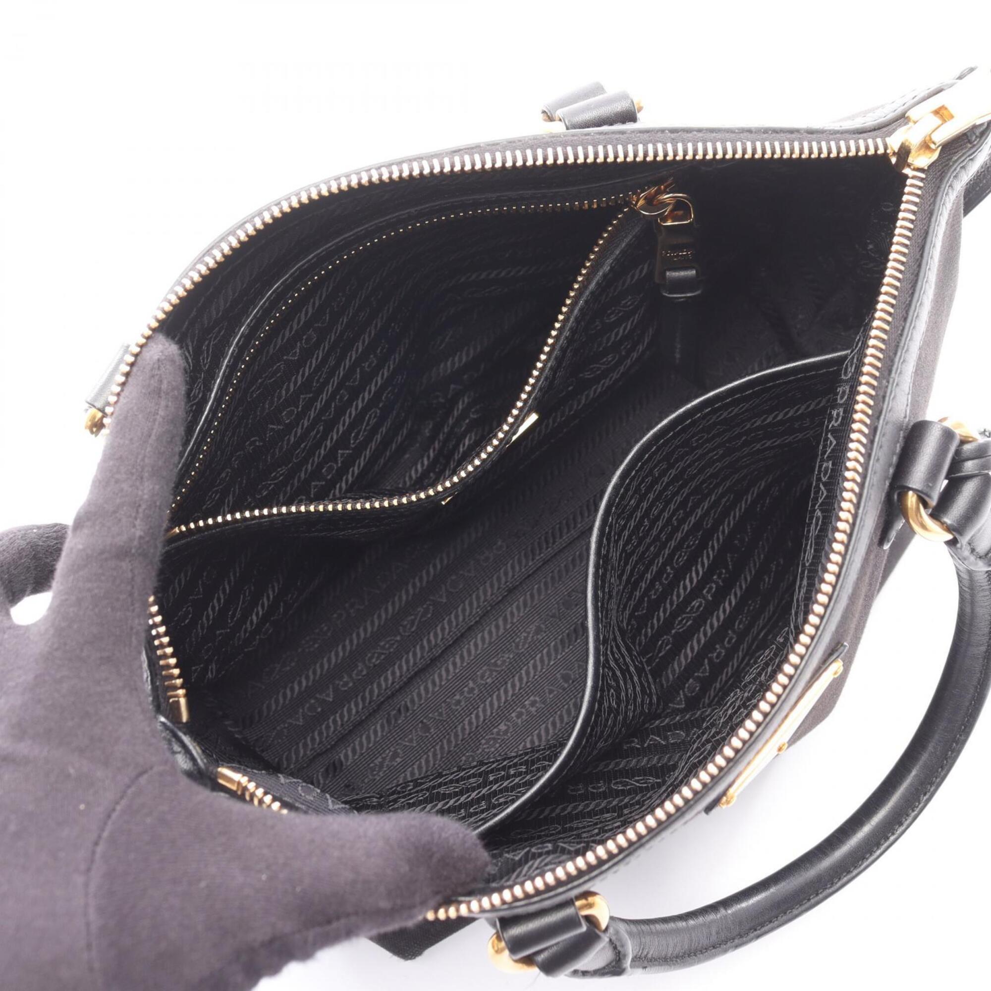 Prada Black Canvas Leather Handbag (Pre-Owned)