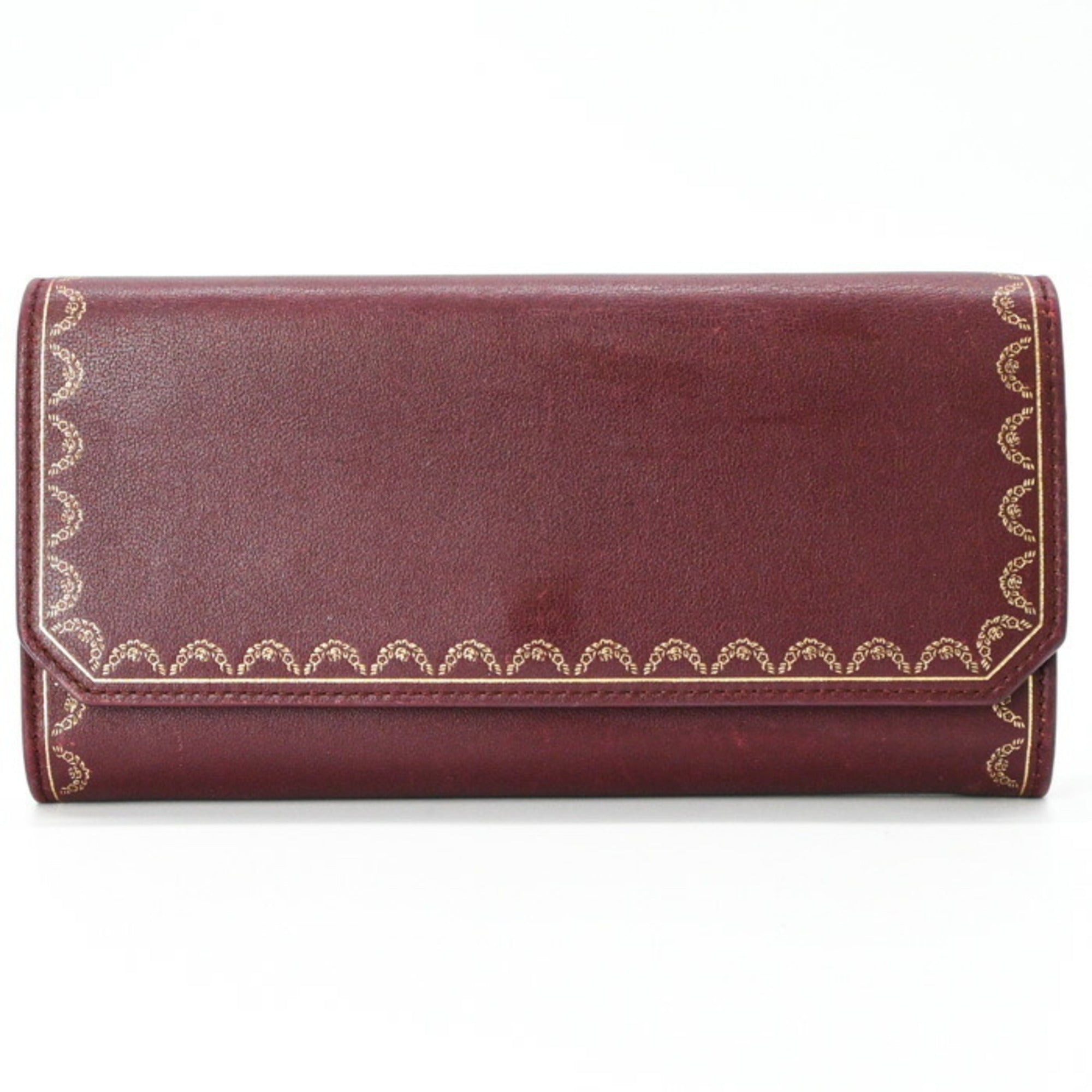 Cartier Bordeaux Leather Long Wallet (Bi-Fold) (Pre-Owned)