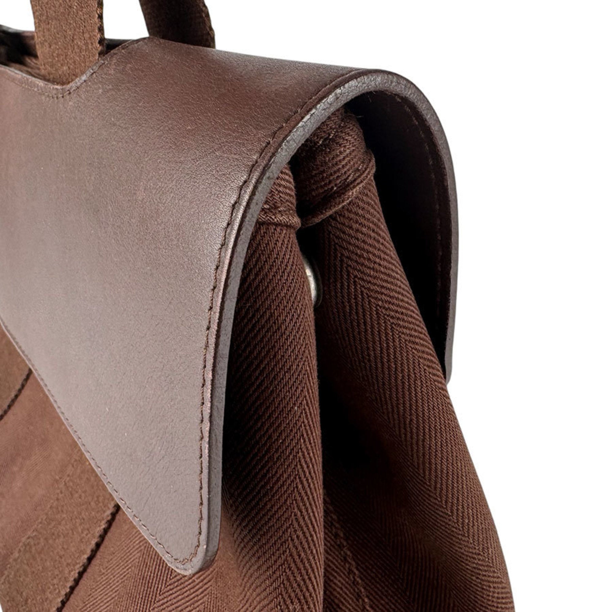 Hermes Brown Cotton Leather Handbag (Pre-Owned)