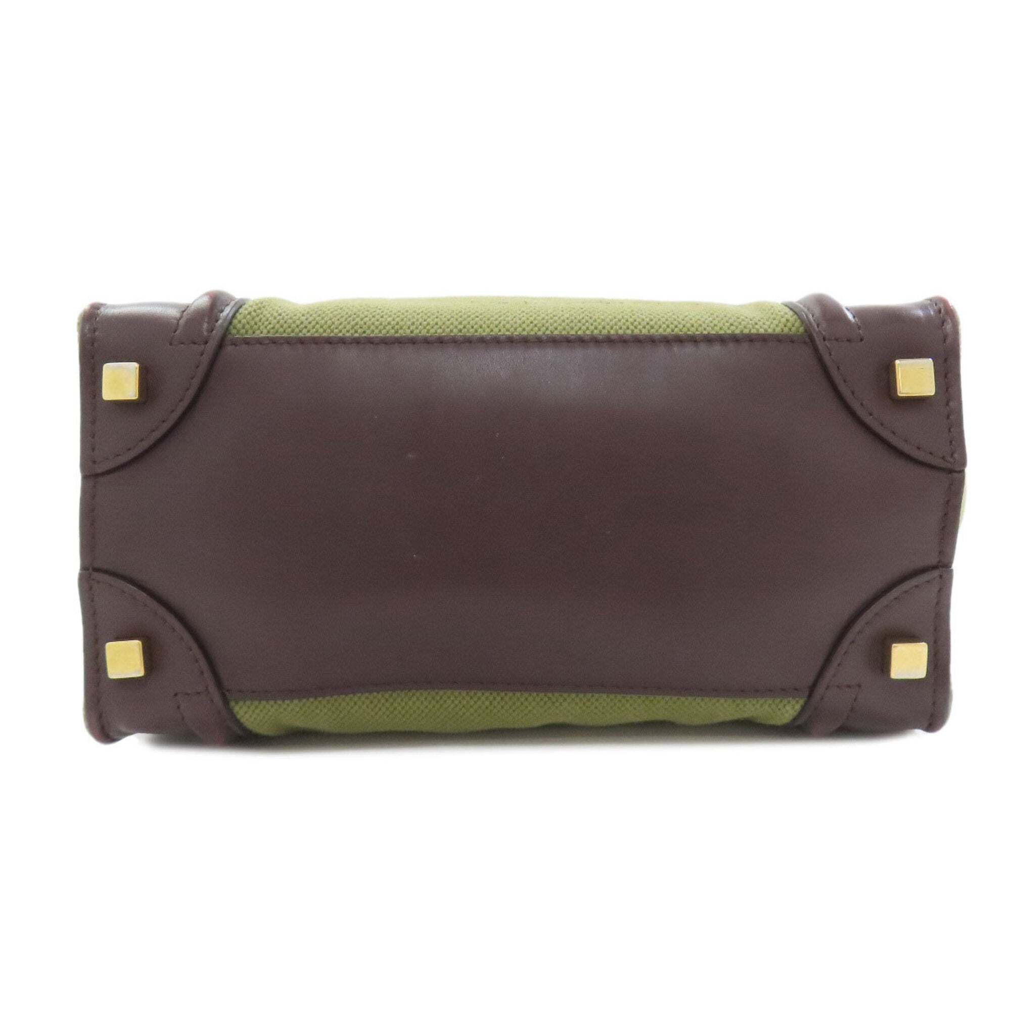 Celine Brown Khaki Canvas Leather Handbag (Pre-Owned)