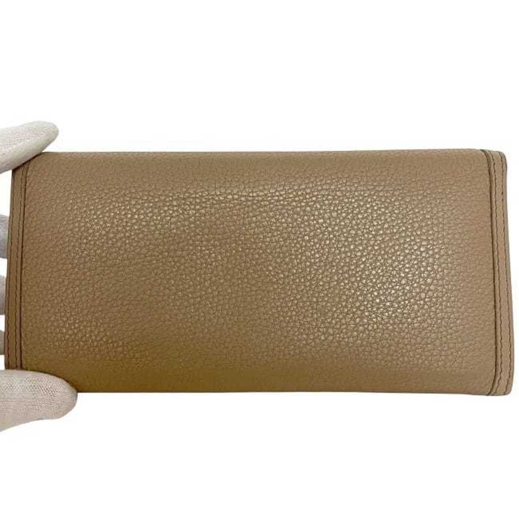 Prada Beige Leather Long Wallet (Bi-Fold) (Pre-Owned)