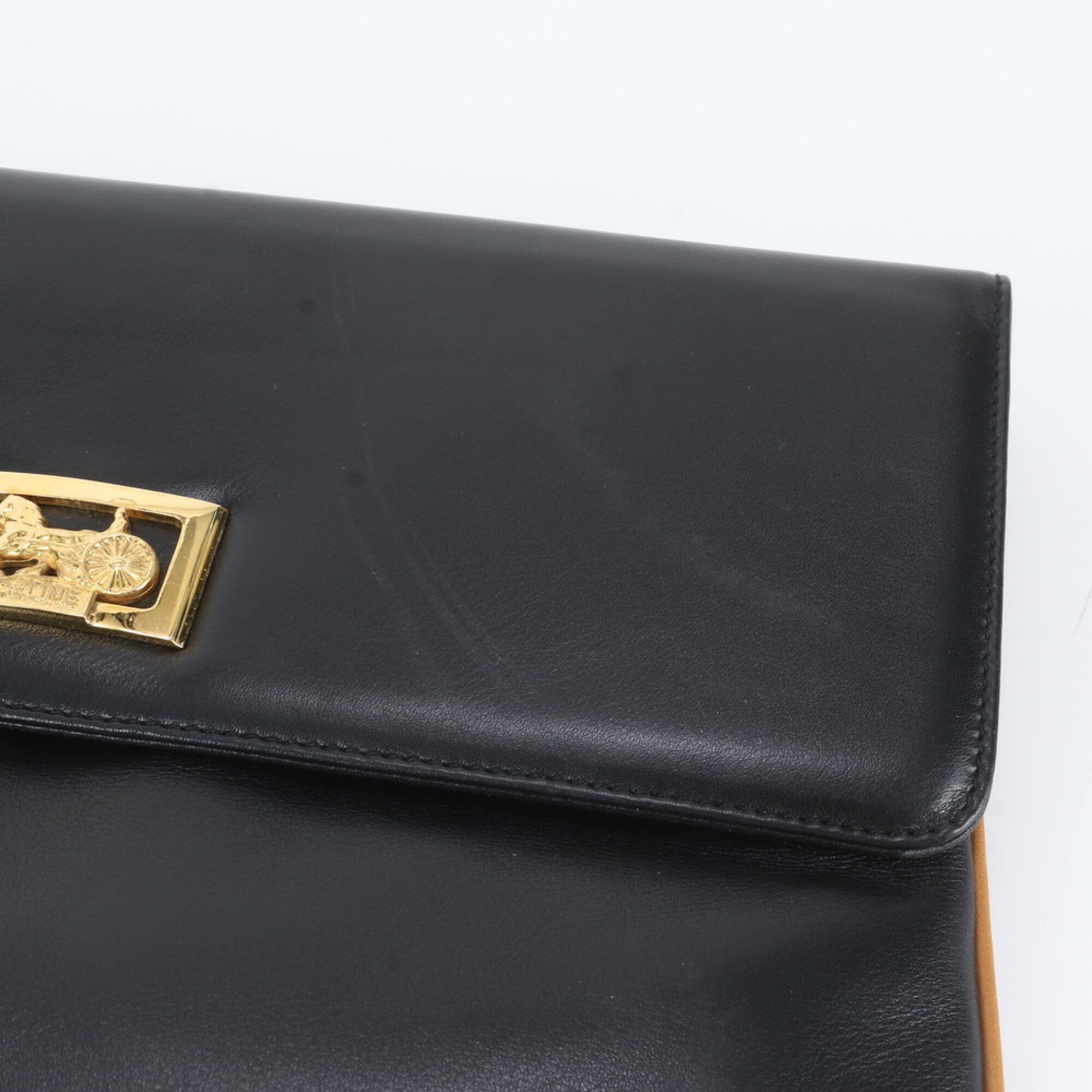 Celine Black Leather Clutch Bag Pouch (Pre-Owned)