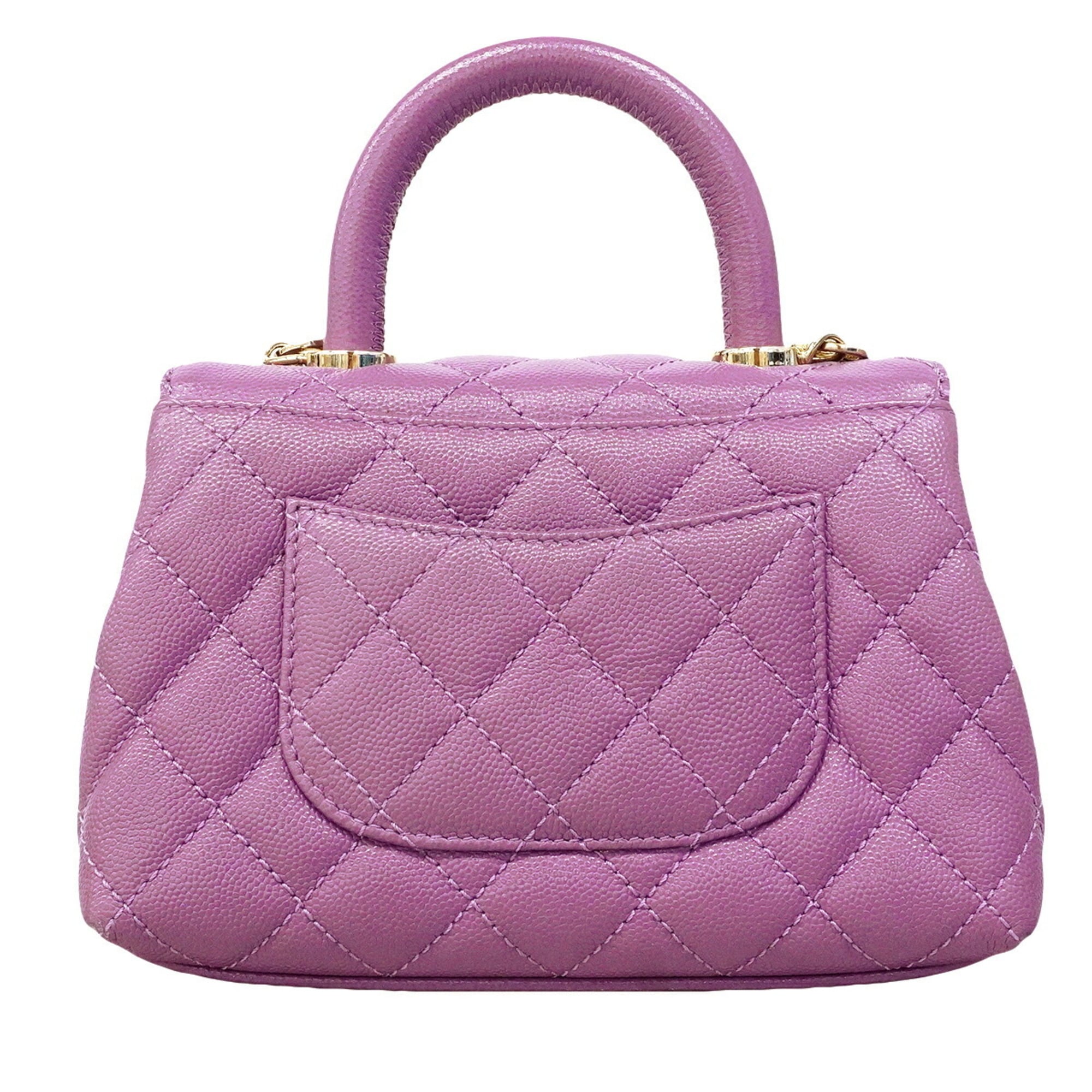 Chanel Purple Grained Calfskin Handbag (Pre-Owned)