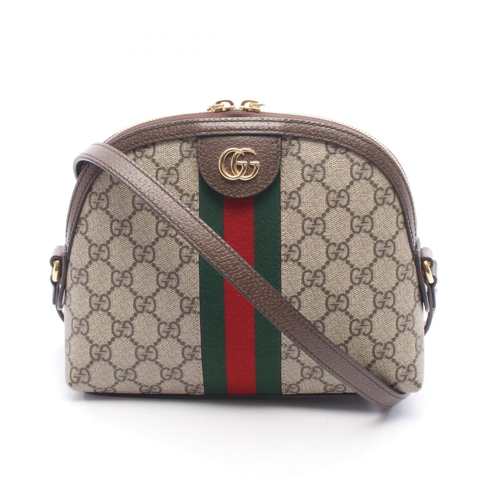 Gucci Beige Brown Multi-Color Gg Supreme Leather Shoulder Bag (Pre-Owned)