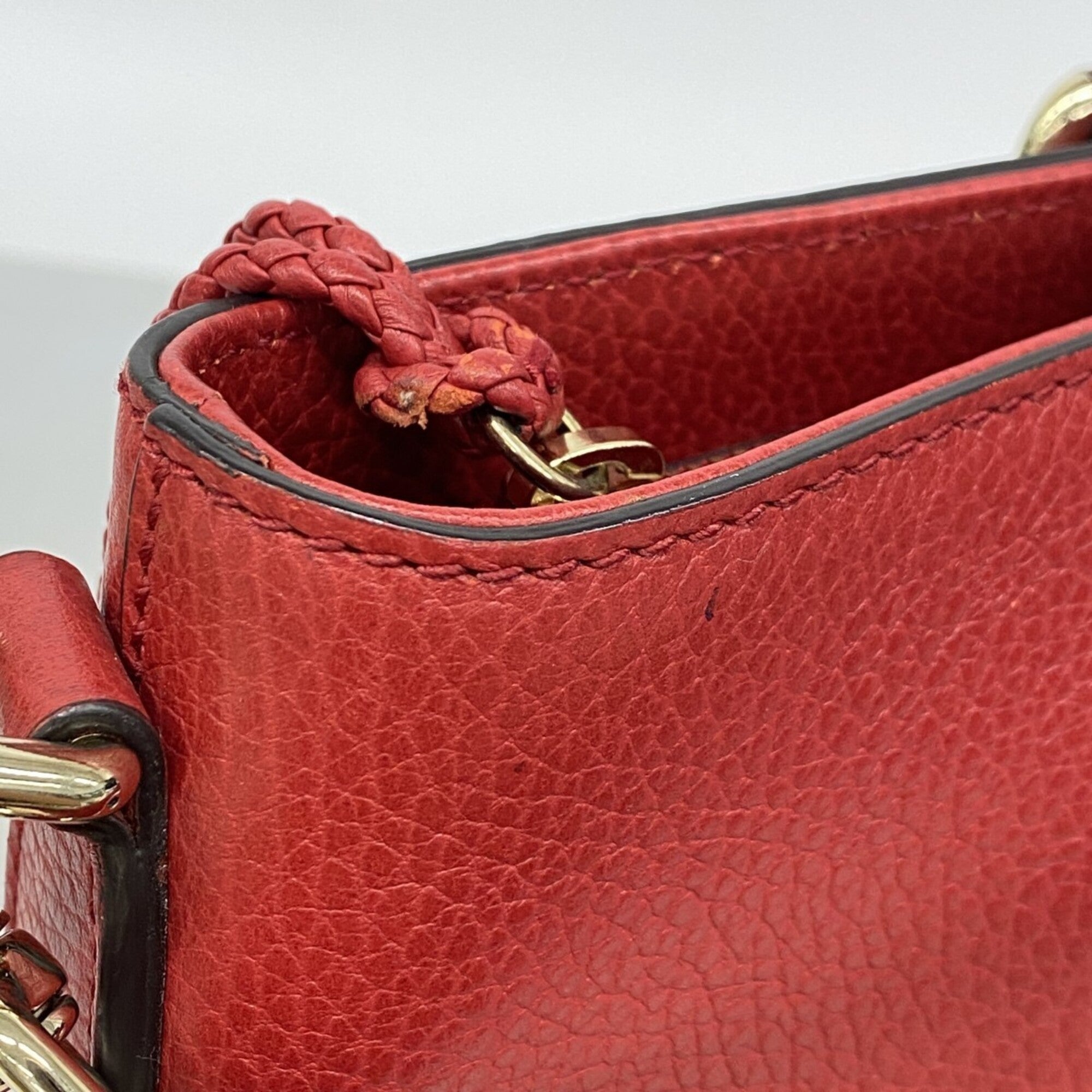 Gucci Red Color Leather Tote Bag (Pre-Owned)