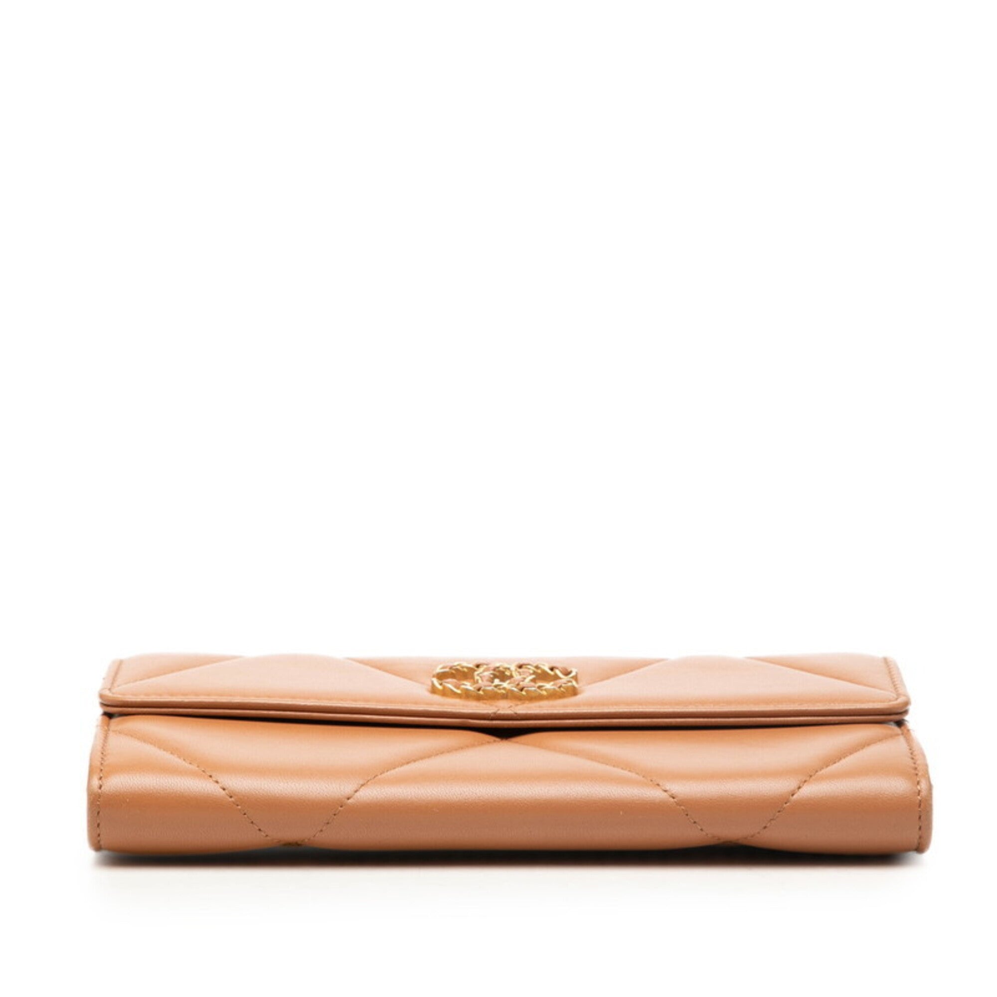 Chanel Brown Leather Long Wallet (Bi-Fold) (Pre-Owned)
