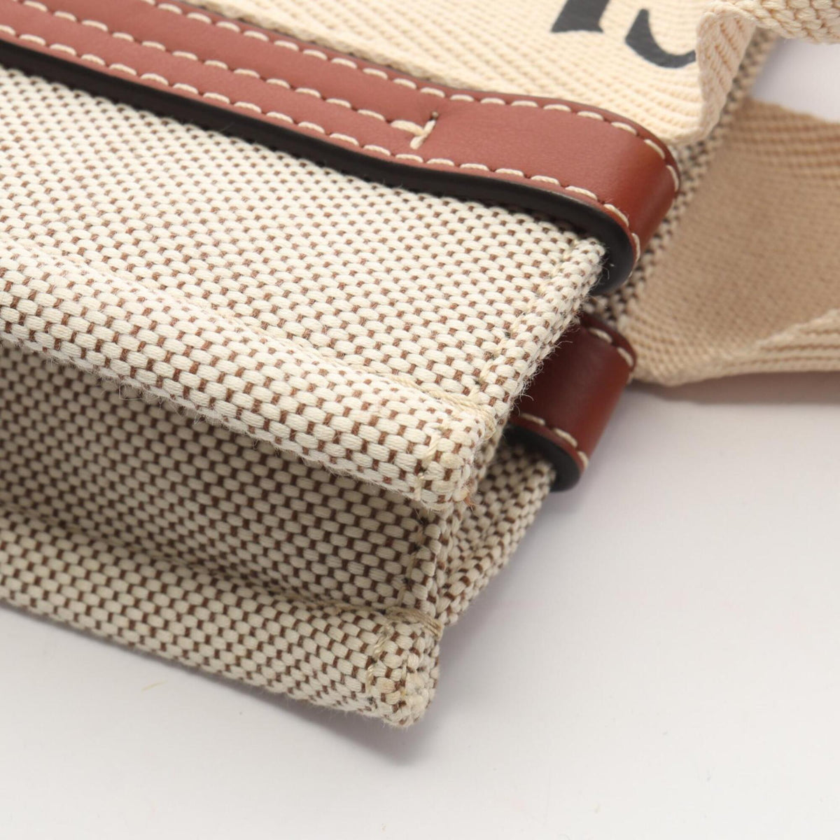 Chloé Beige Brown Canvas Leather Handbag (Pre-Owned)