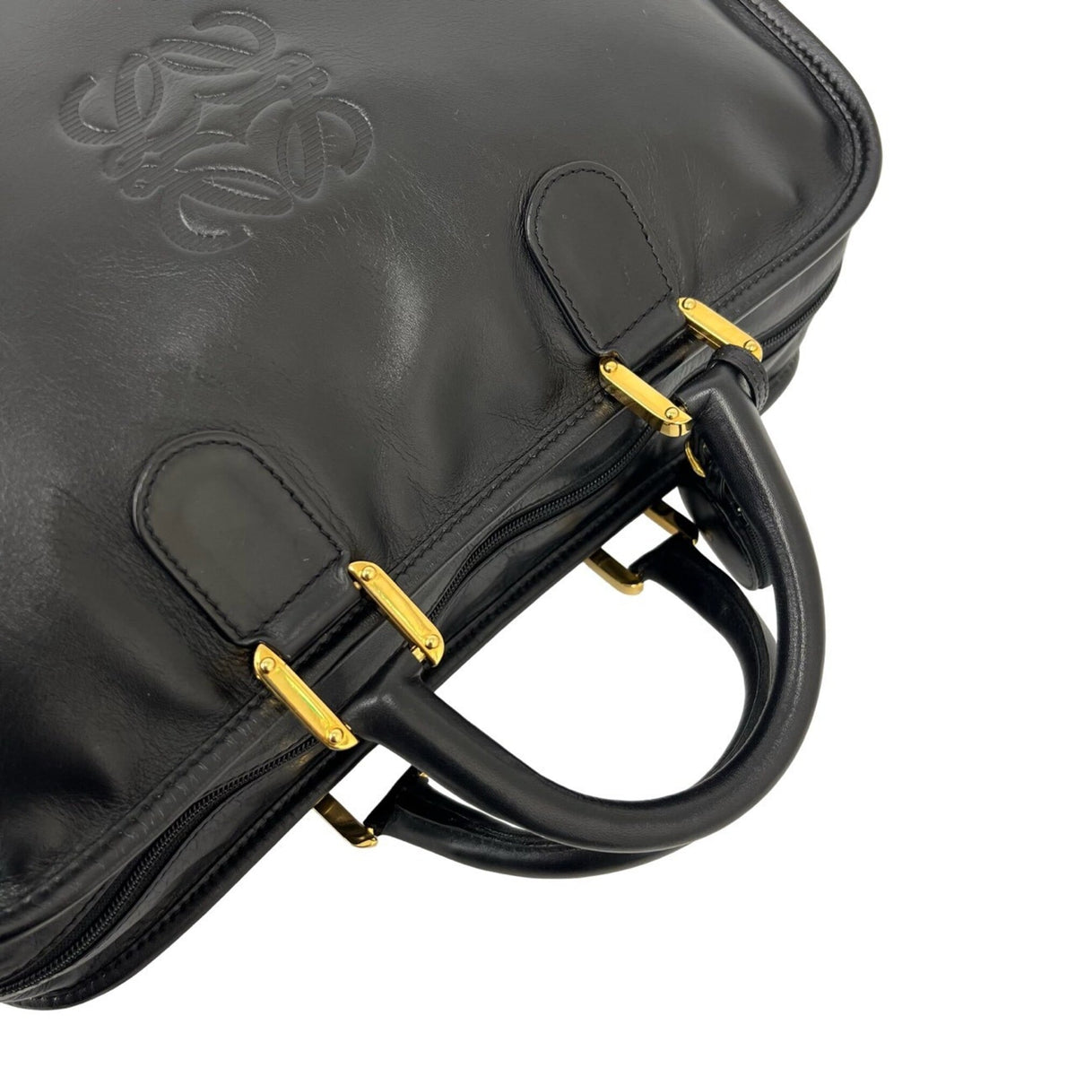 Loewe Black Leather Boston Bag Handbag (Pre-Owned)