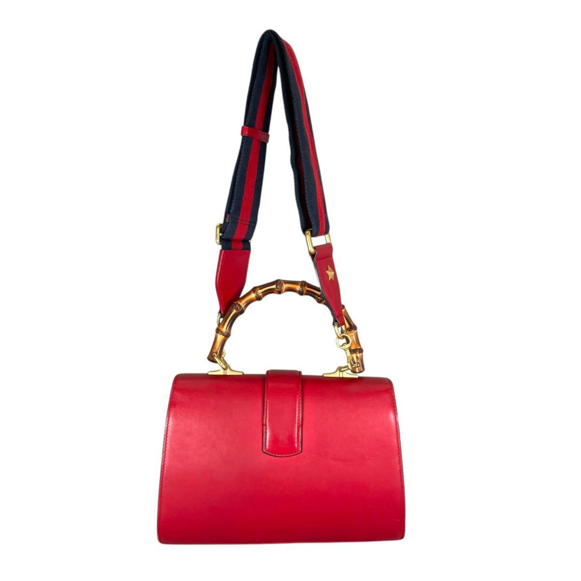 Gucci Red Color Leather Handbag Shoulder Bag (Pre-Owned)