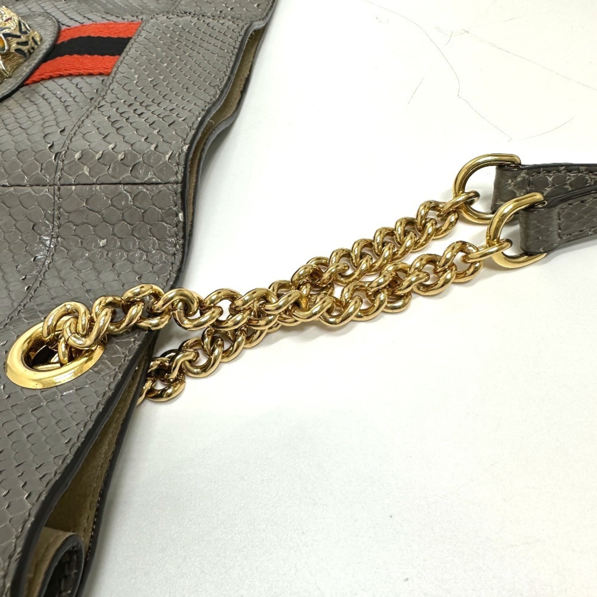 Gucci Gray Leather Shoulder Bag Tote Bag (Pre-Owned)