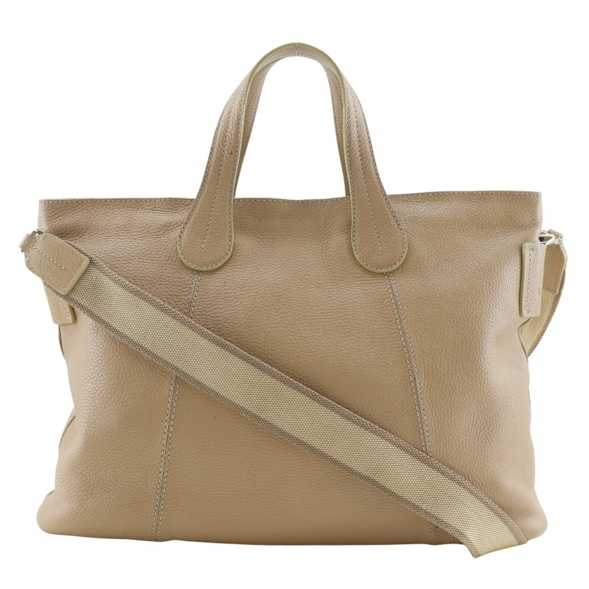 Tod's Beige Leather Handbag Tote Bag (Pre-Owned)