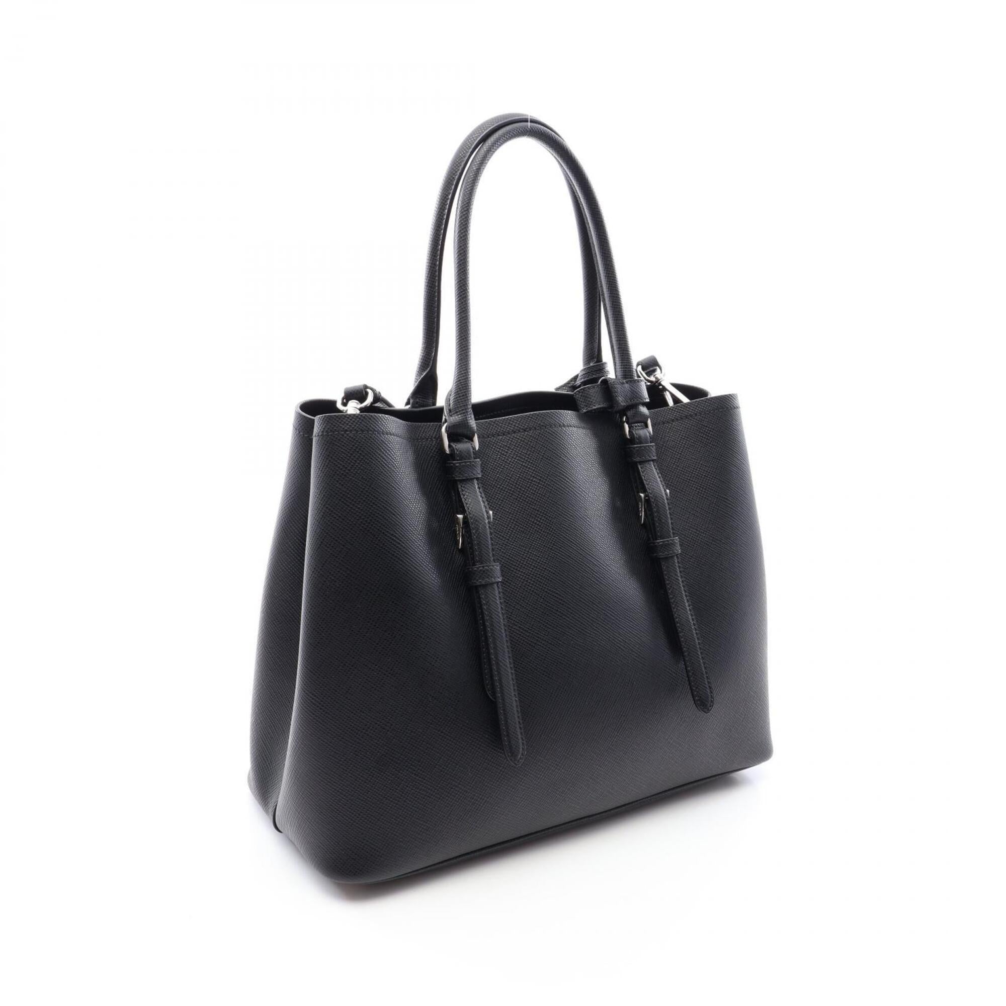 Prada Black Saffiano Triangle Handbag Tote Bag (Pre-Owned)