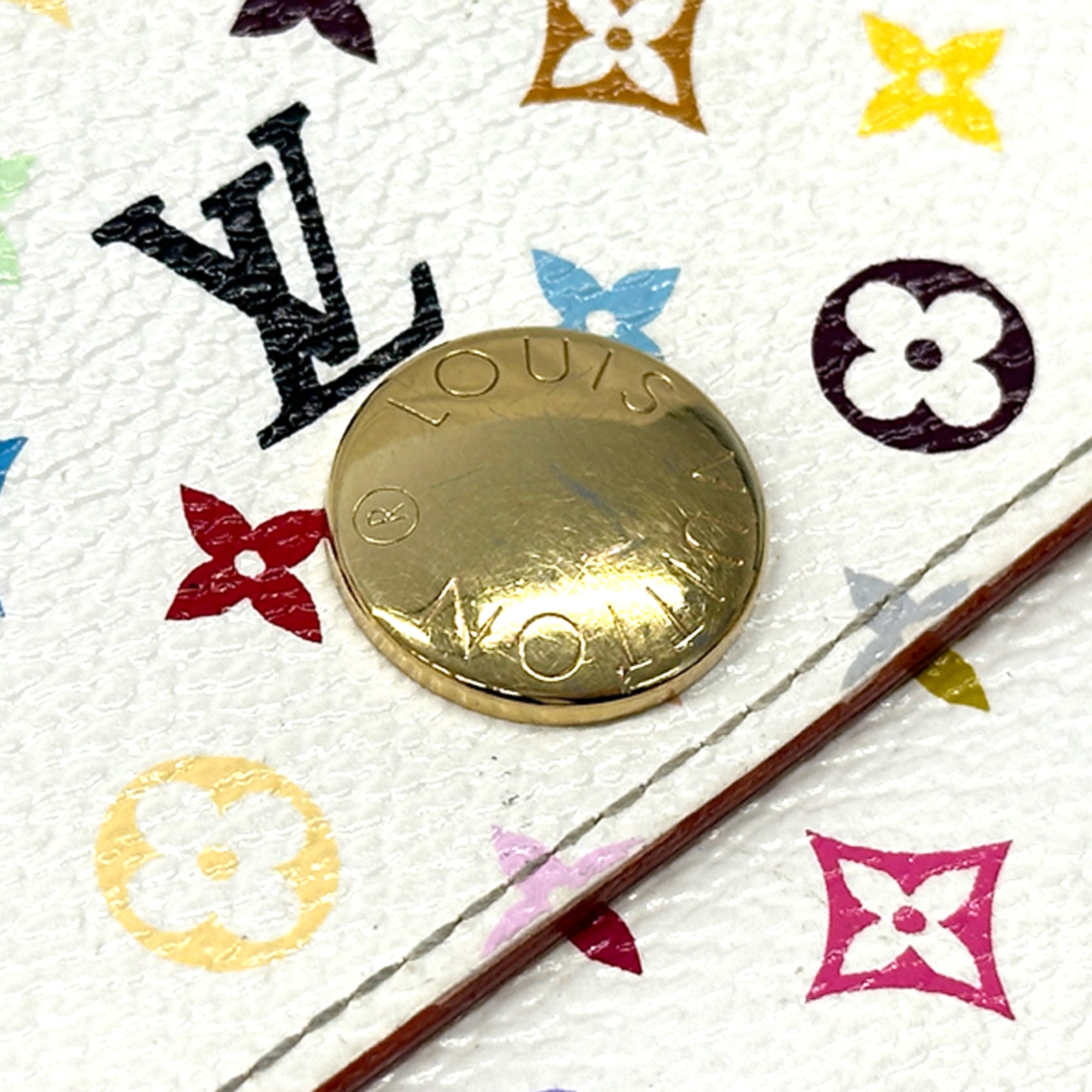 Louis Vuitton Litchi Pink White Monogram Multicolore Long Wallet (Bi-Fold) (Pre-Owned)