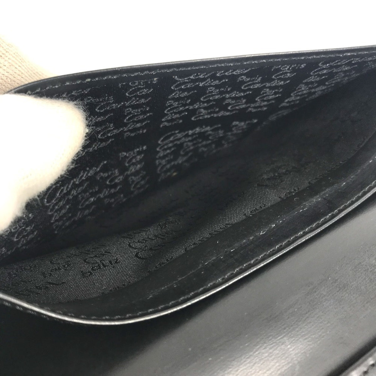 Cartier Black Leather Long Wallet (Bi-Fold) (Pre-Owned)