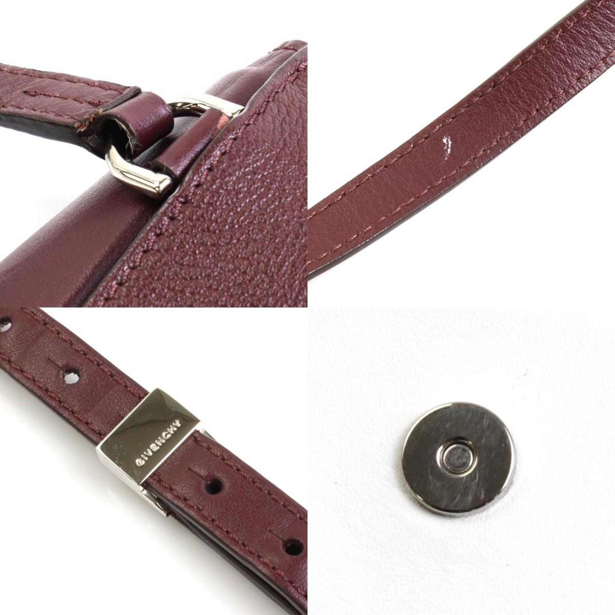 Givenchy Bordeaux Pink White Leather Shoulder Bag (Pre-Owned)