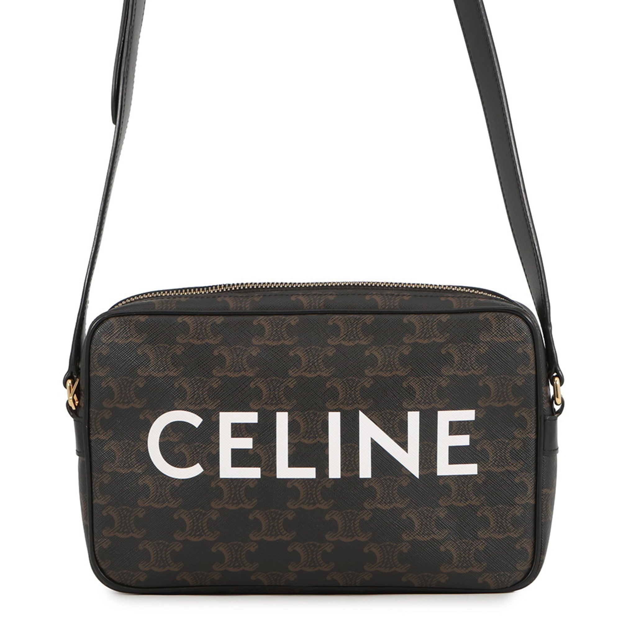 Celine Black Brown Pvc Leather Messenger Bag Shoulder Bag (Pre-Owned)