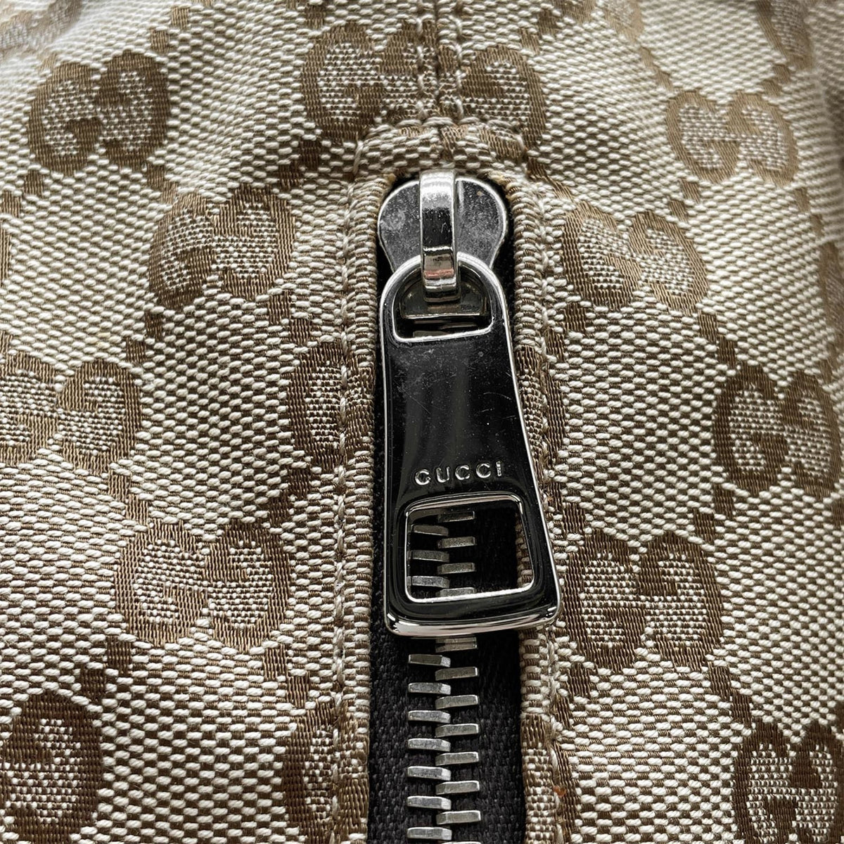 Gucci Brown Gg Canvas Leather Backpack (Pre-Owned)