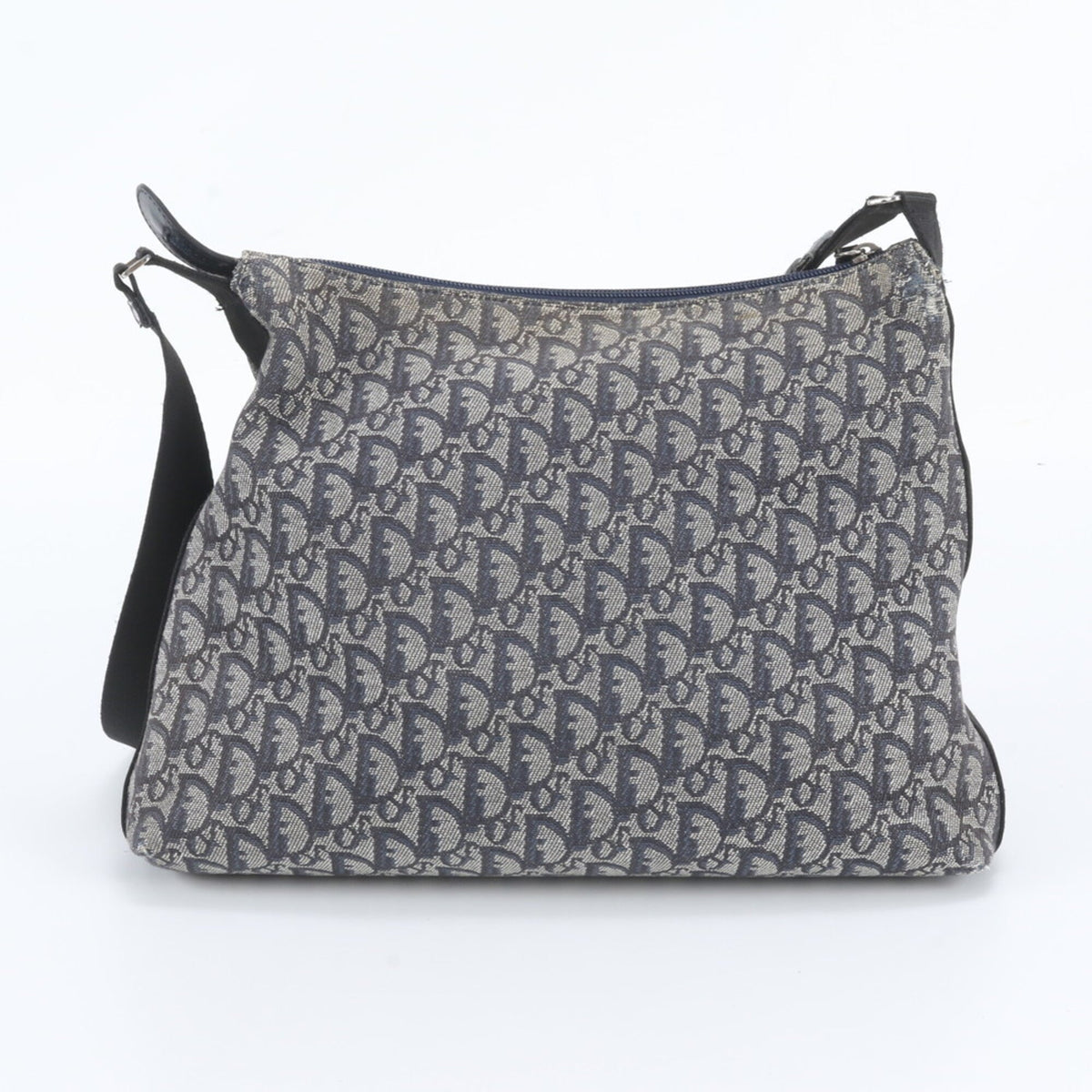 Christian Dior Navy Leather Canvas Shoulder Bag (Pre-Owned)