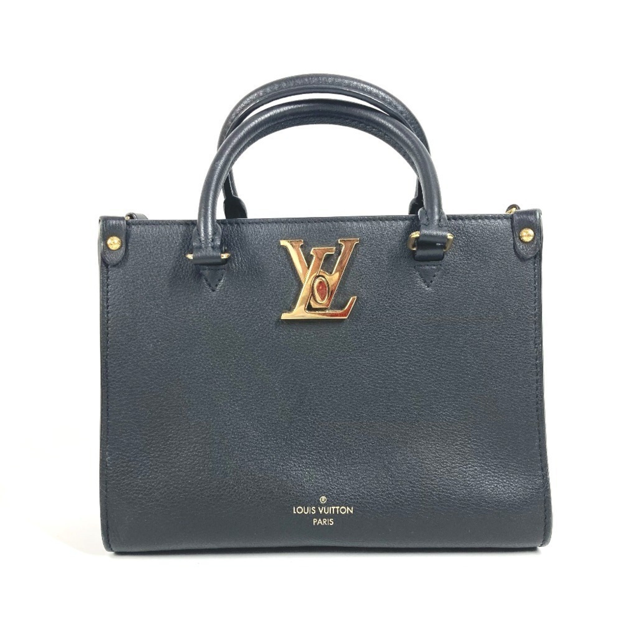 Louis Vuitton Black Noir Leather Handbag Shoulder Bag Tote Bag (Pre-Owned)