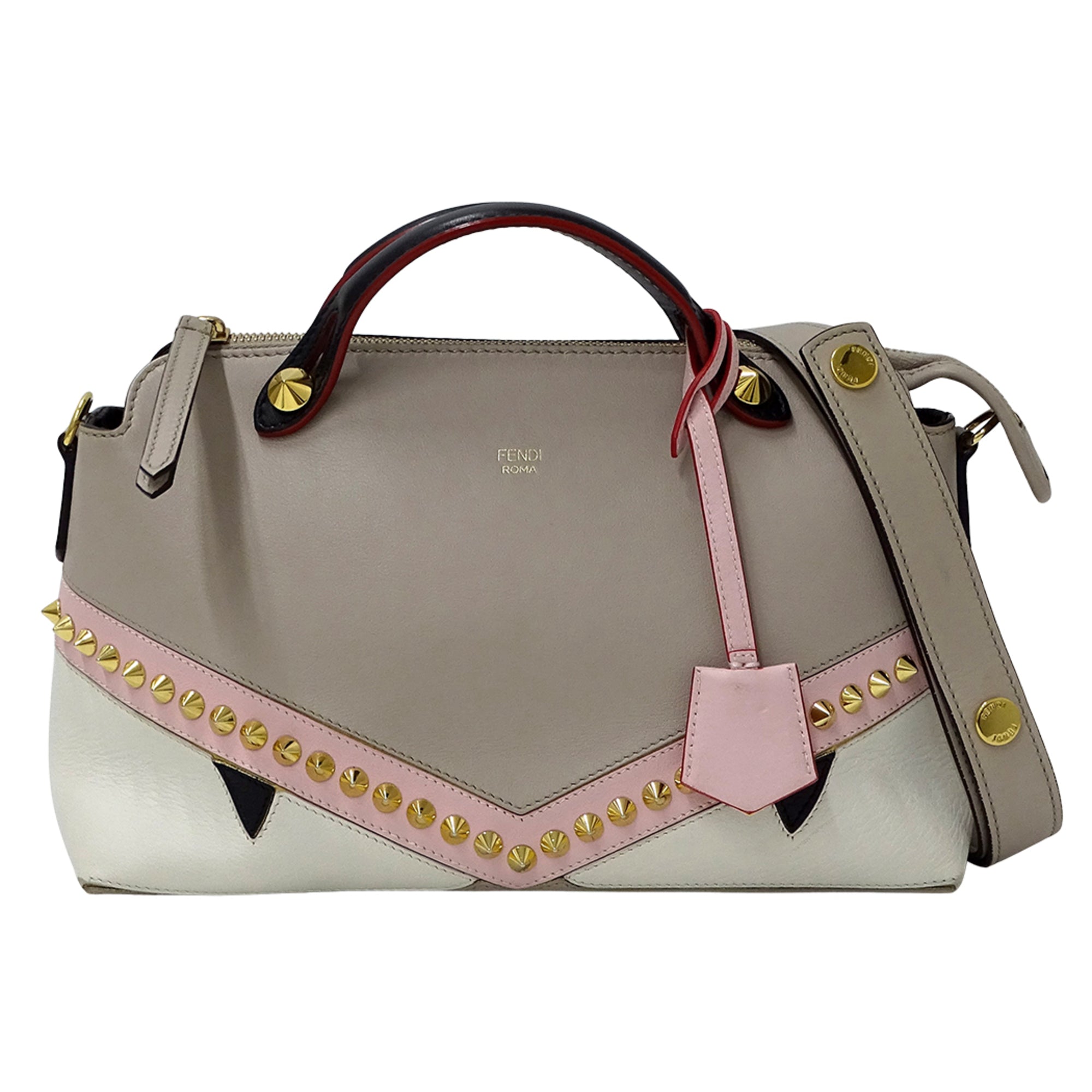 Fendi Beige Grayish Leather Handbag Shoulder Bag (Pre-Owned)