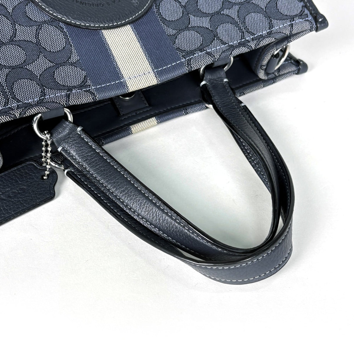 Coach Signature Navy Canvas Leather Handbag (Pre-Owned)