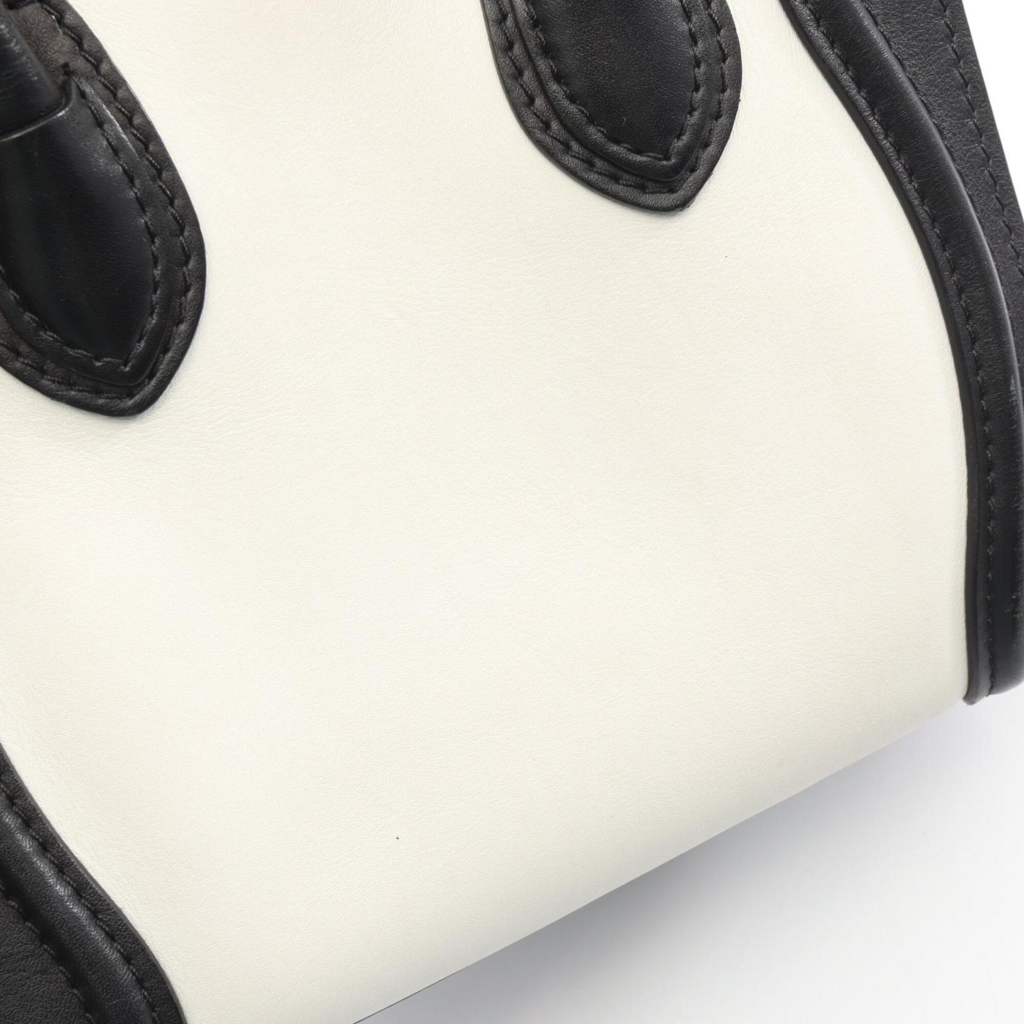 Celine Black Khaki White Leather Handbag (Pre-Owned)