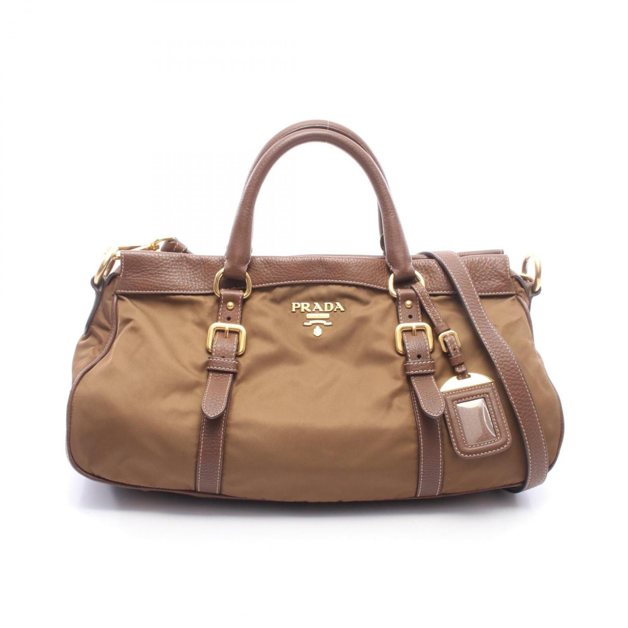 Prada Brown Nylon Leather Handbag (Pre-Owned)