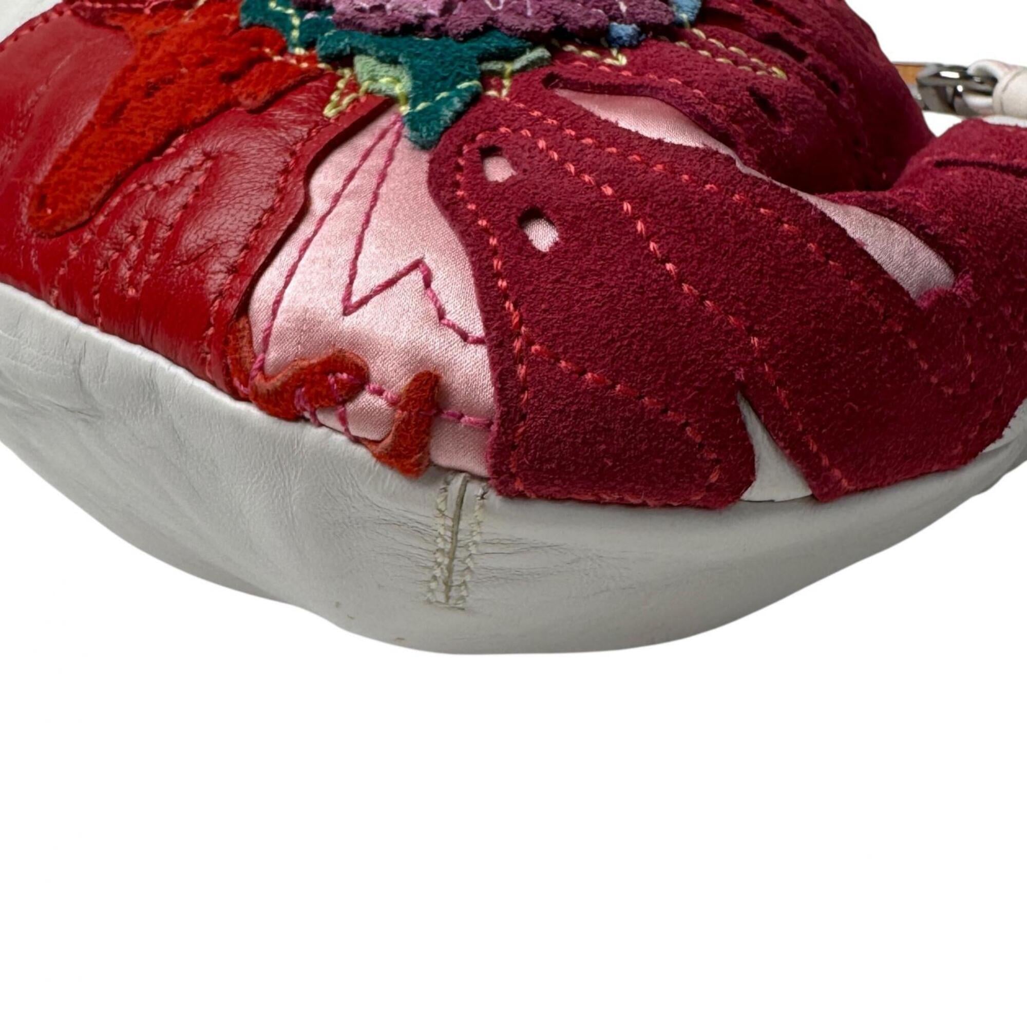 Coach Red Color White Leather Shoulder Bag (Pre-Owned)