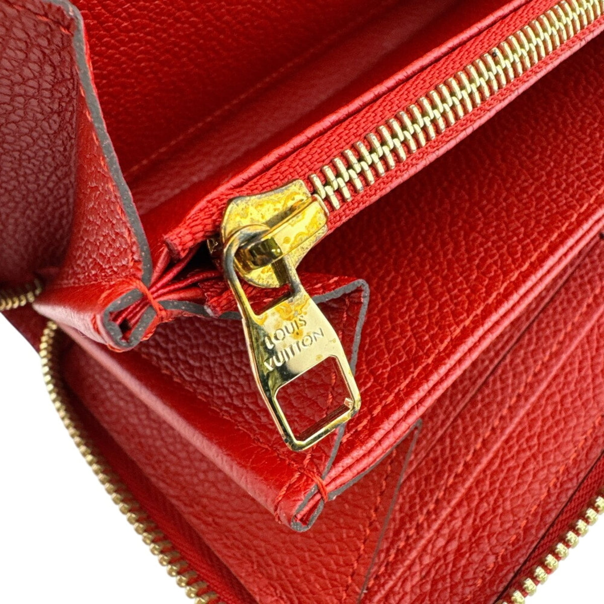 Louis Vuitton Empreinte Red Color Monogram Empreinte Leather Long Wallet (Bi-Fold) (Pre-Owned)
