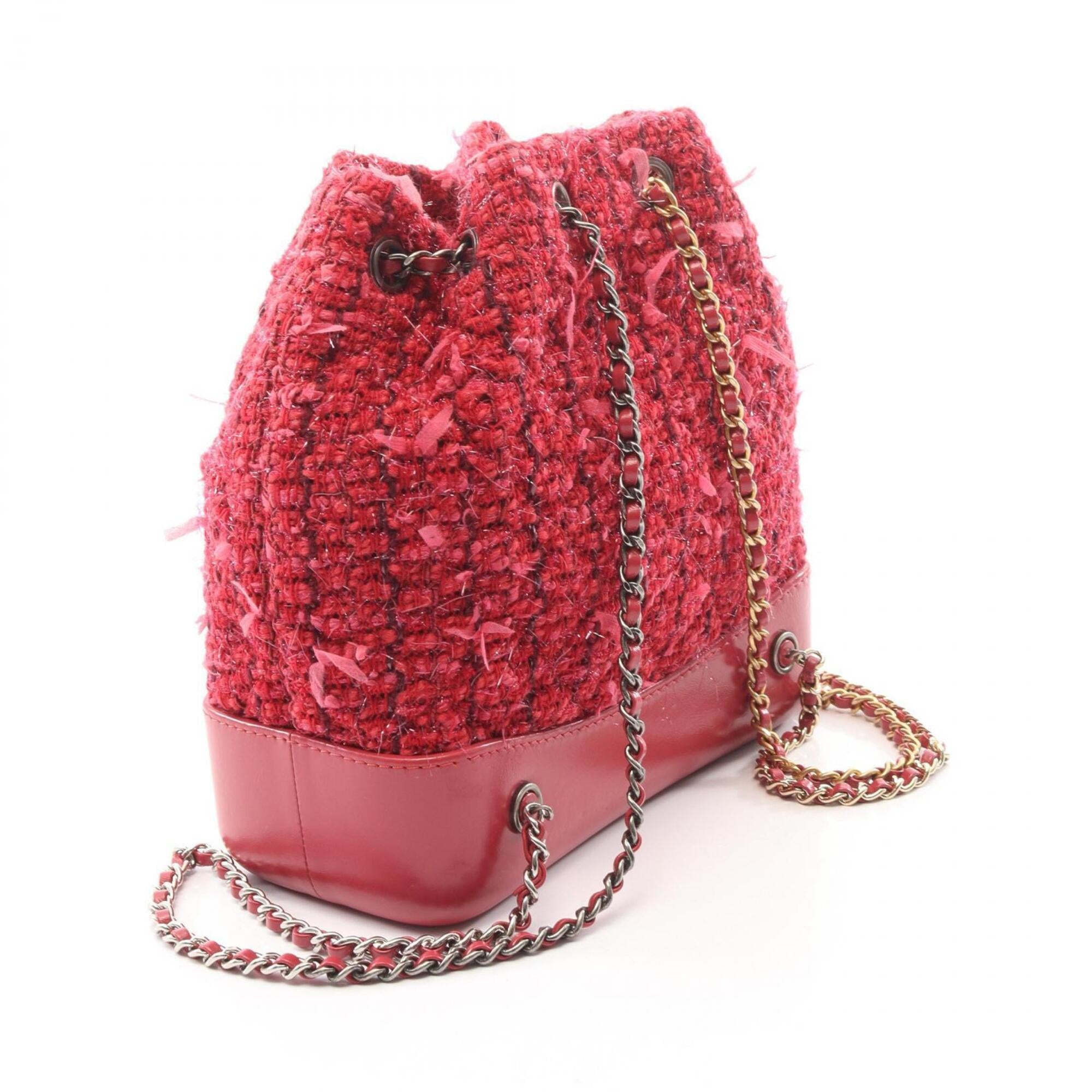 Chanel Pink Fabric Leather Backpack Handbag (Pre-Owned)