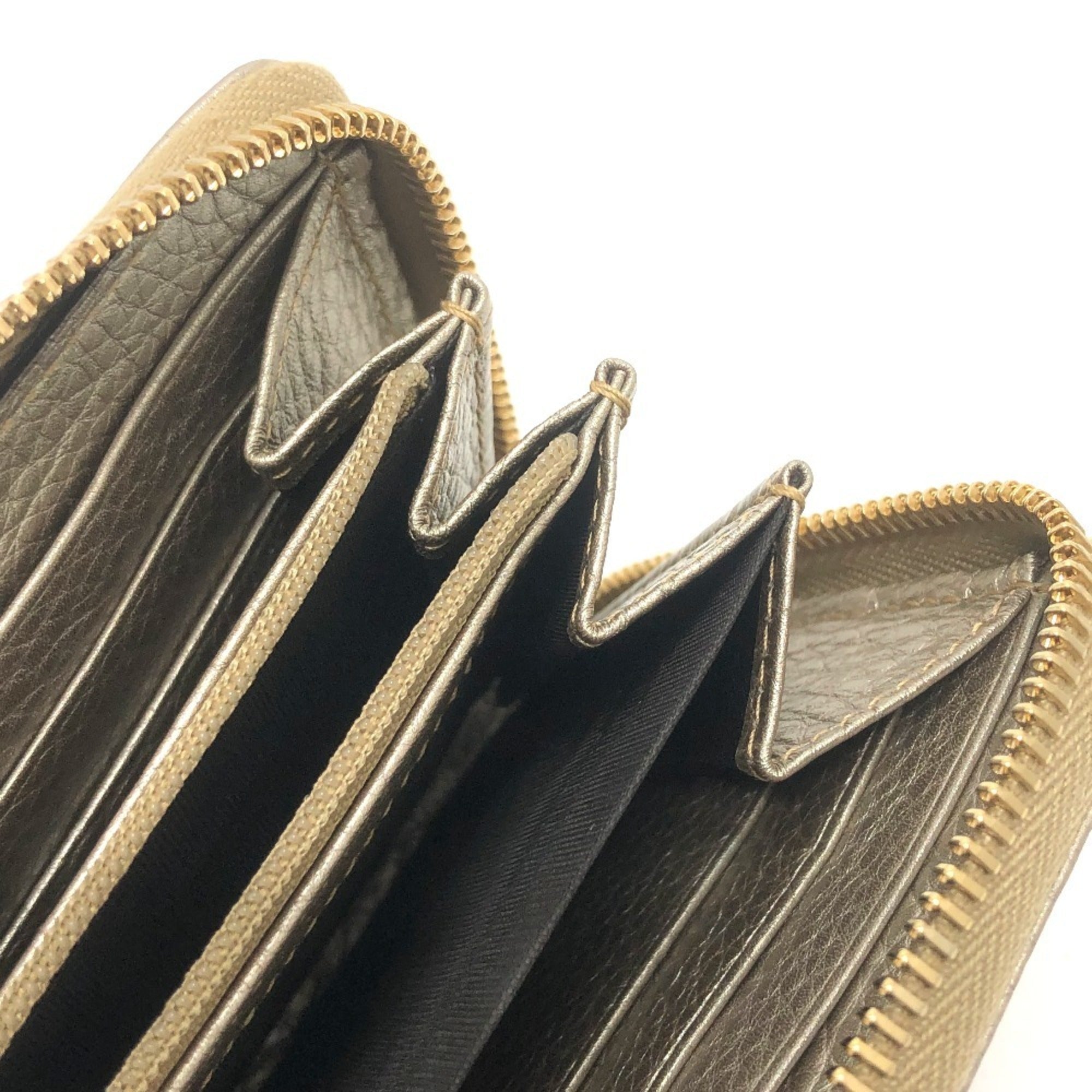 Gucci Champagne Gold Leather Long Wallet (Bi-Fold) (Pre-Owned)