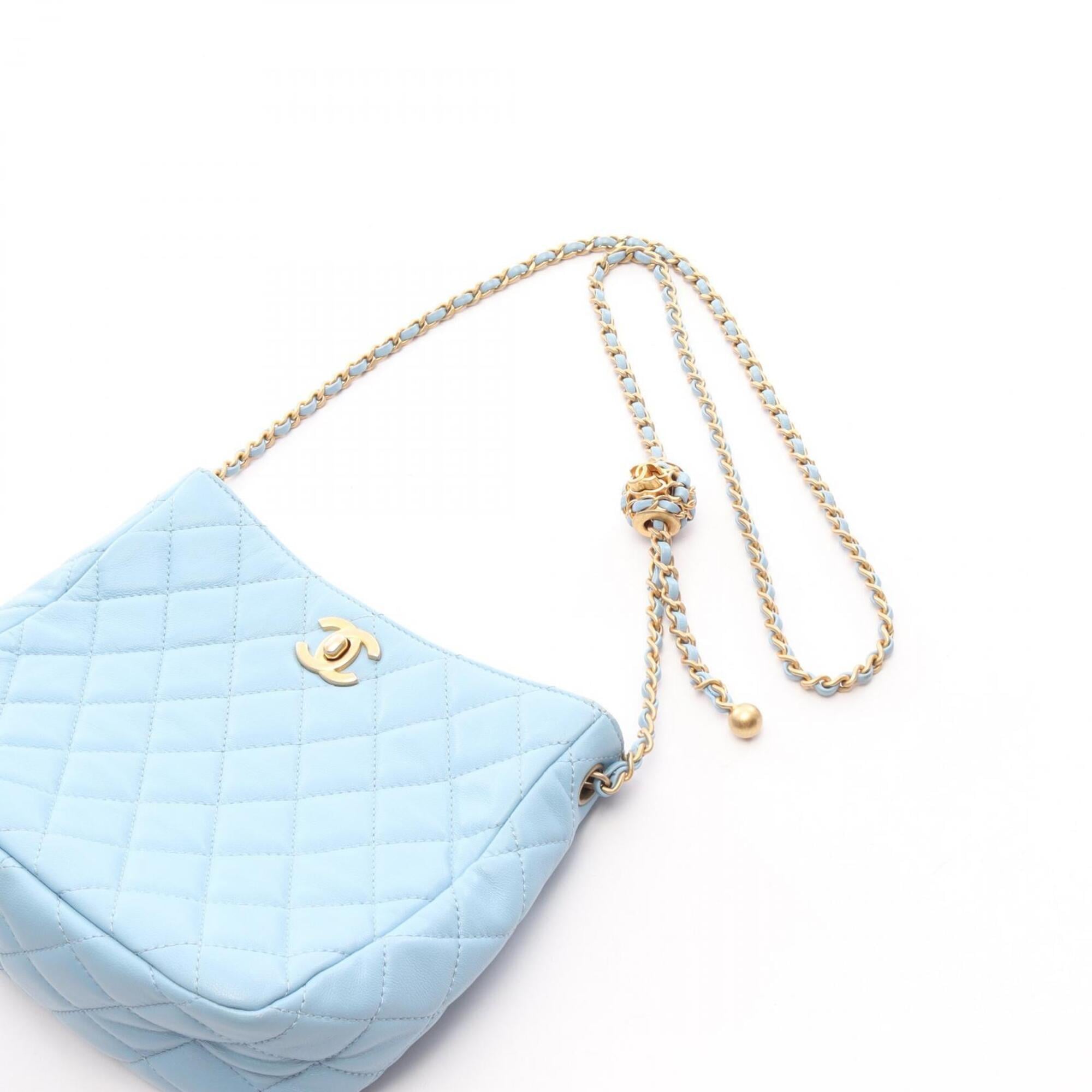 Chanel Blue Leather Handbag Shoulder Bag (Pre-Owned)