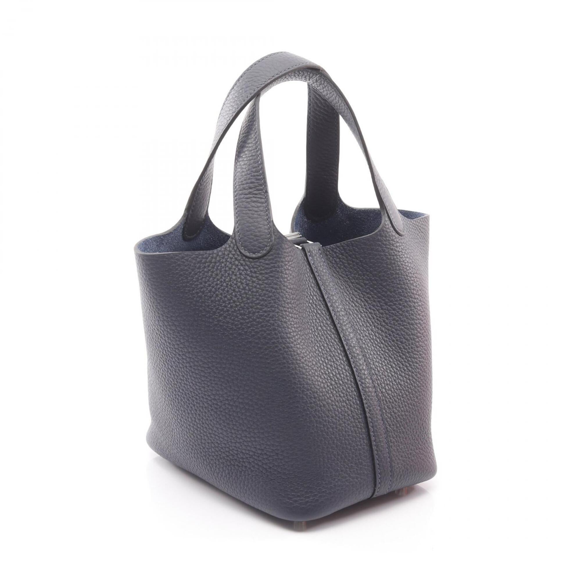 Hermes Navy Taurillon Clemence Leather Handbag (Pre-Owned)