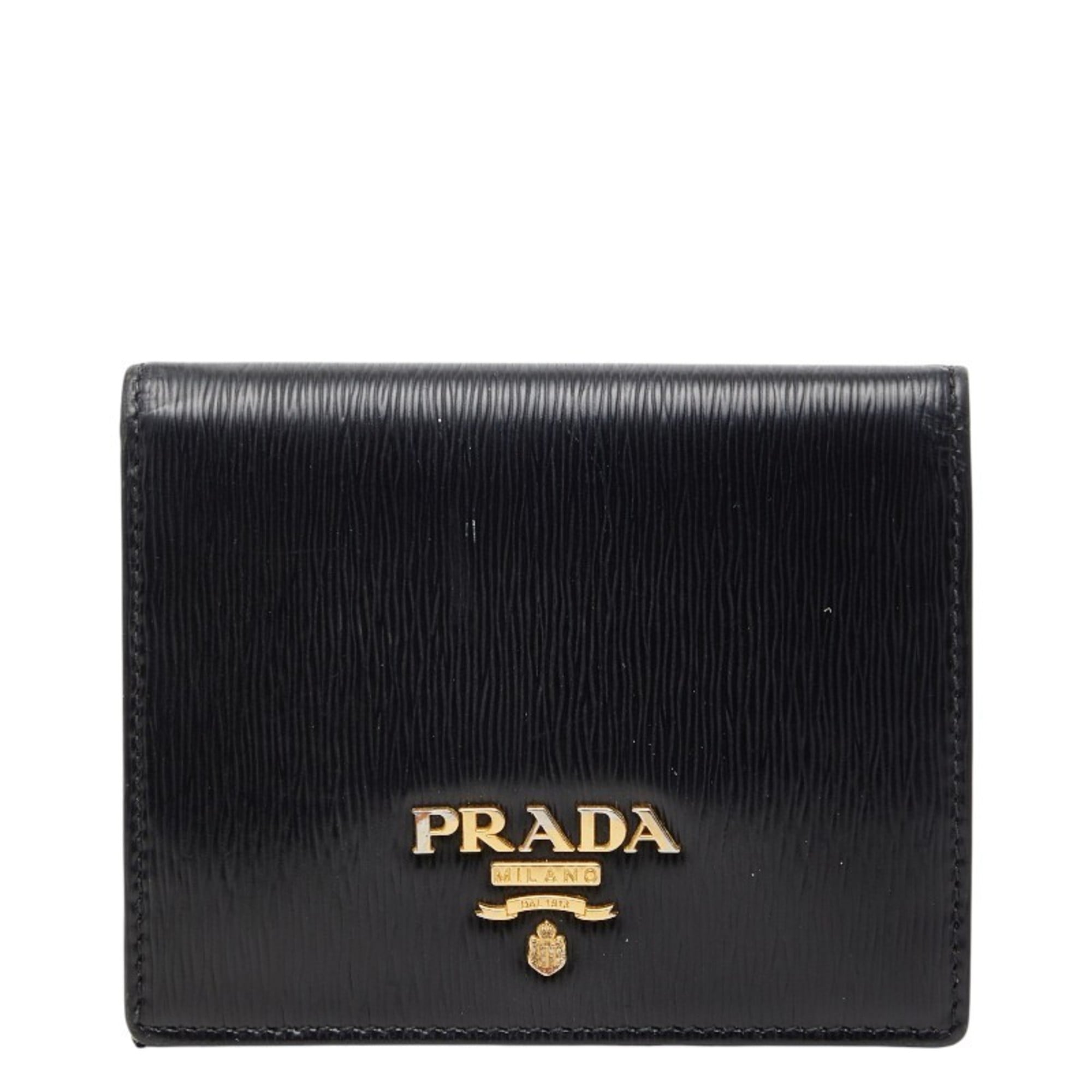 Prada Black Saffiano Triangle Leather Wallet (Bi-Fold) (Pre-Owned)