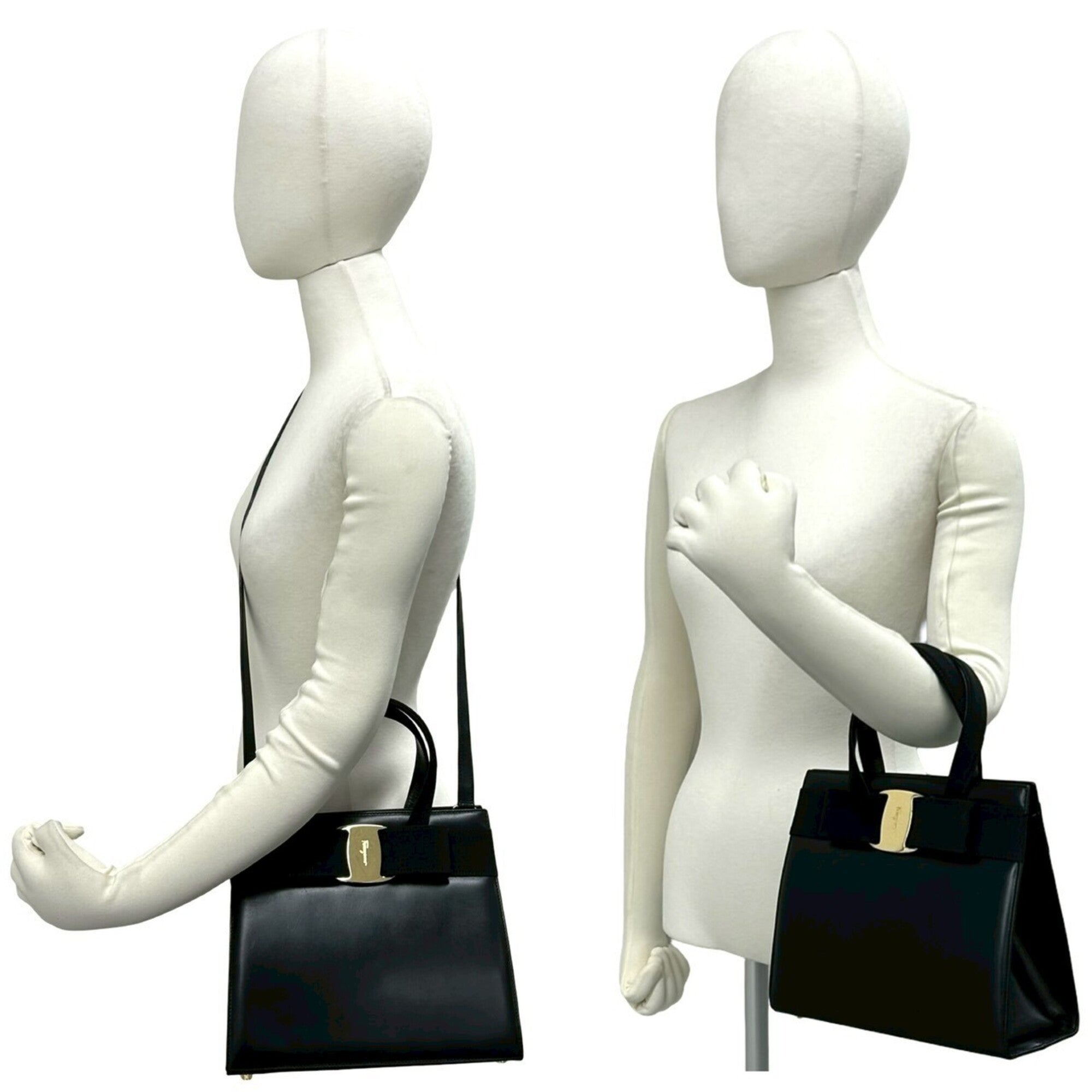 Salvatore Ferragamo Black Leather Shoulder Bag (Pre-Owned)