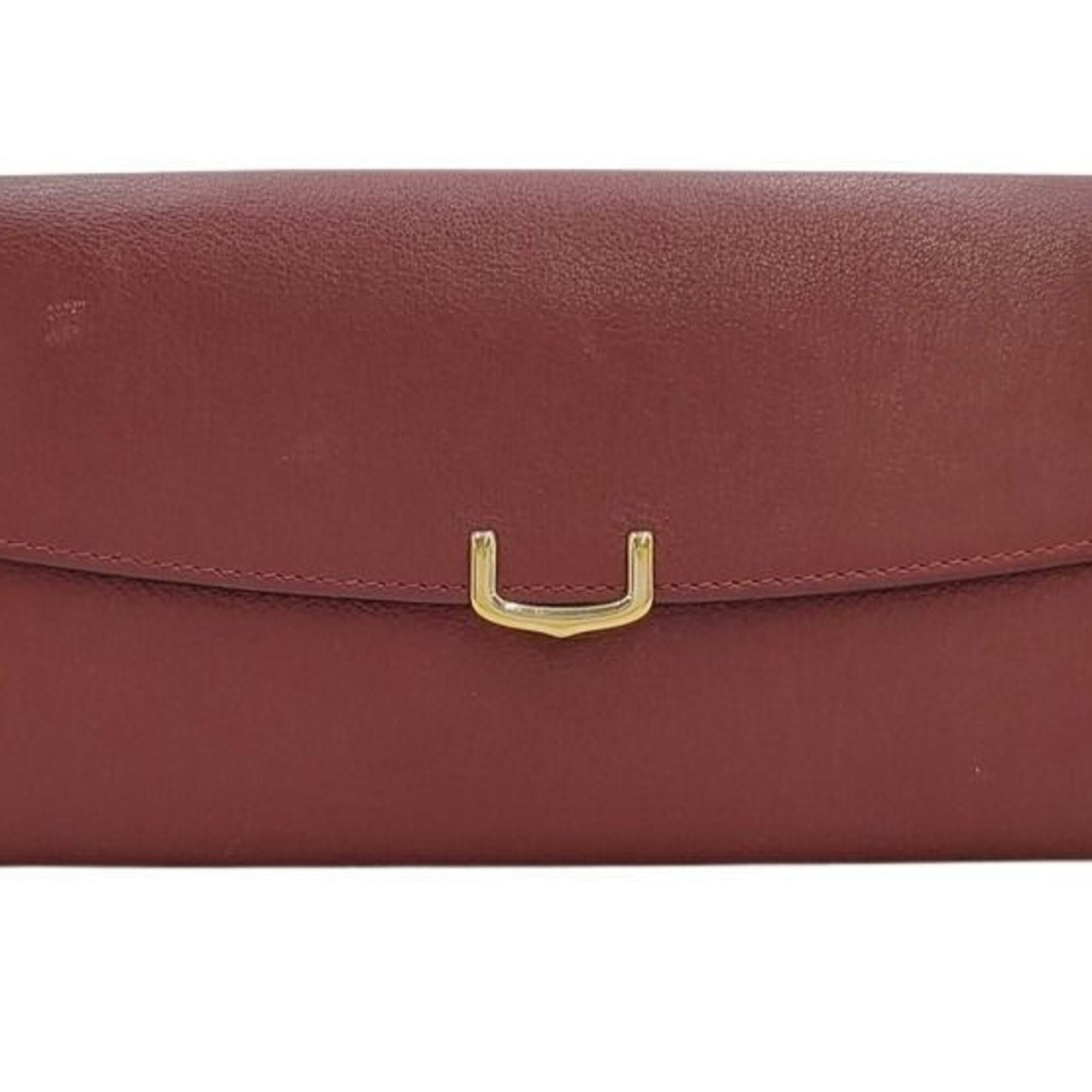 Cartier Bordeaux Leather Long Wallet (Tri-Fold) (Pre-Owned)