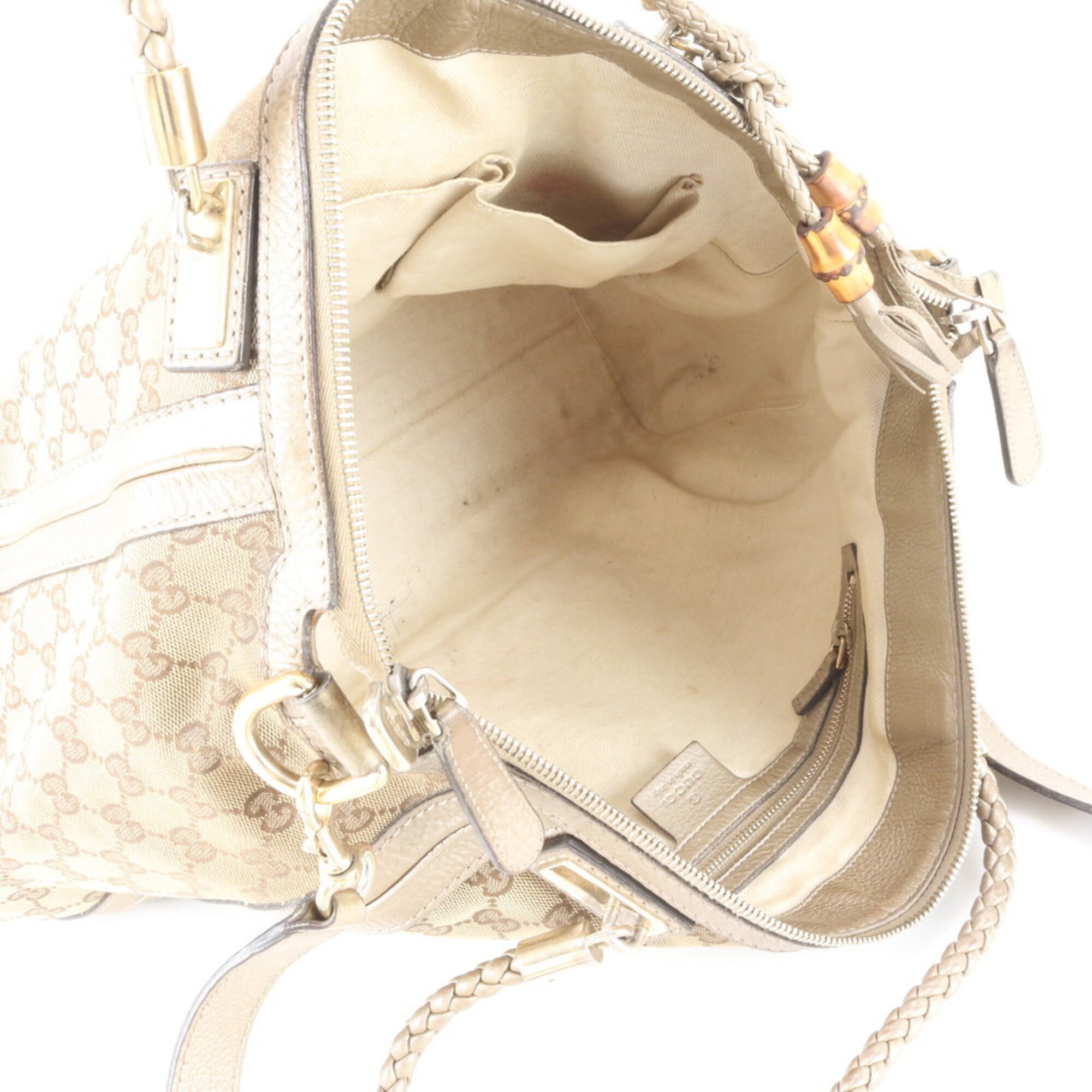 Gucci Gg Canvas Beige Gold Gg Canvas Shoulder Bag (Pre-Owned)