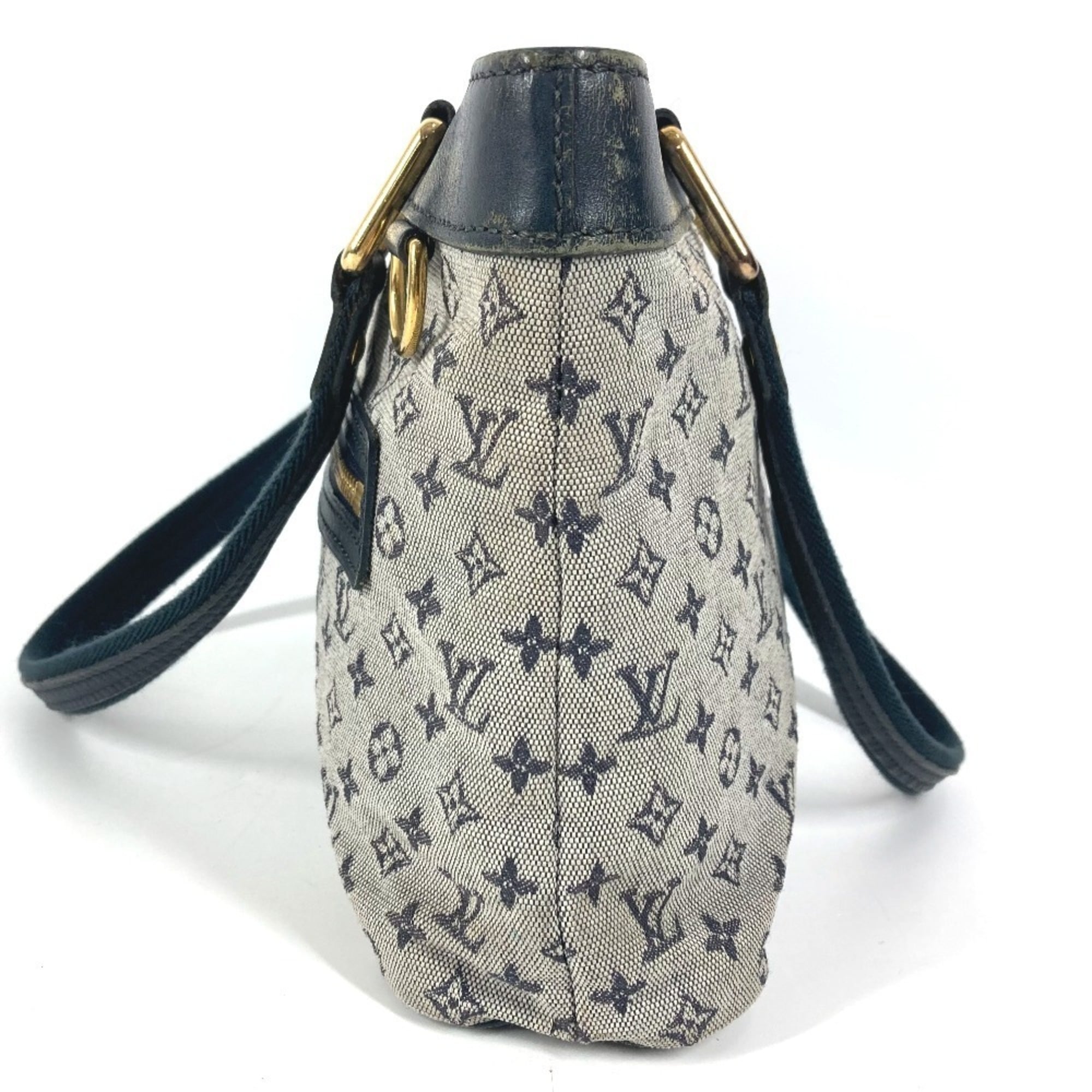Louis Vuitton Navy Monogram Mini Canvas Leather Handbag Shoulder Bag Tote Bag (Pre-Owned)