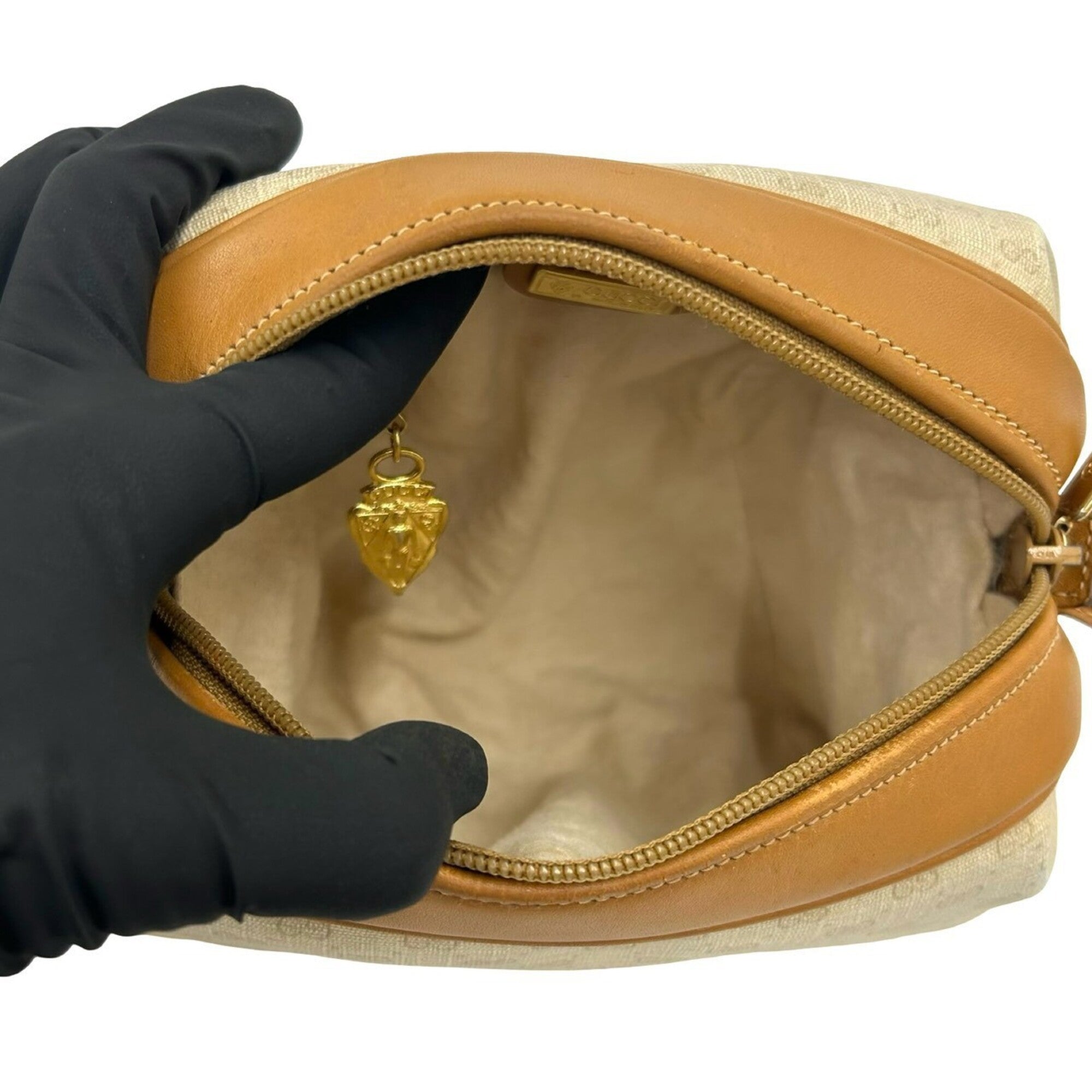 Gucci Beige Brown Leather Pvc Pochette Shoulder Bag (Pre-Owned)