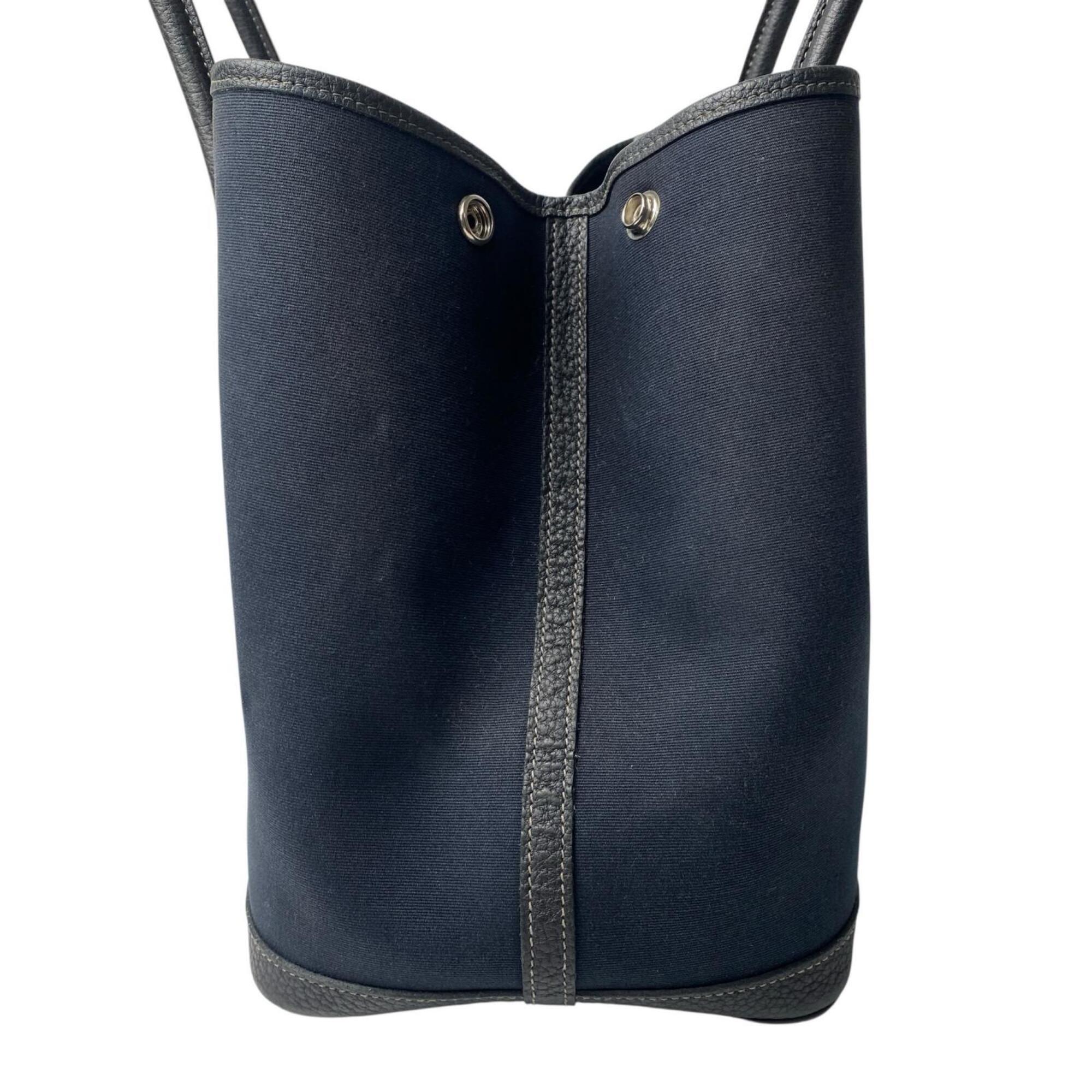 Hermes Black Canvas Leather Tote Bag (Pre-Owned)