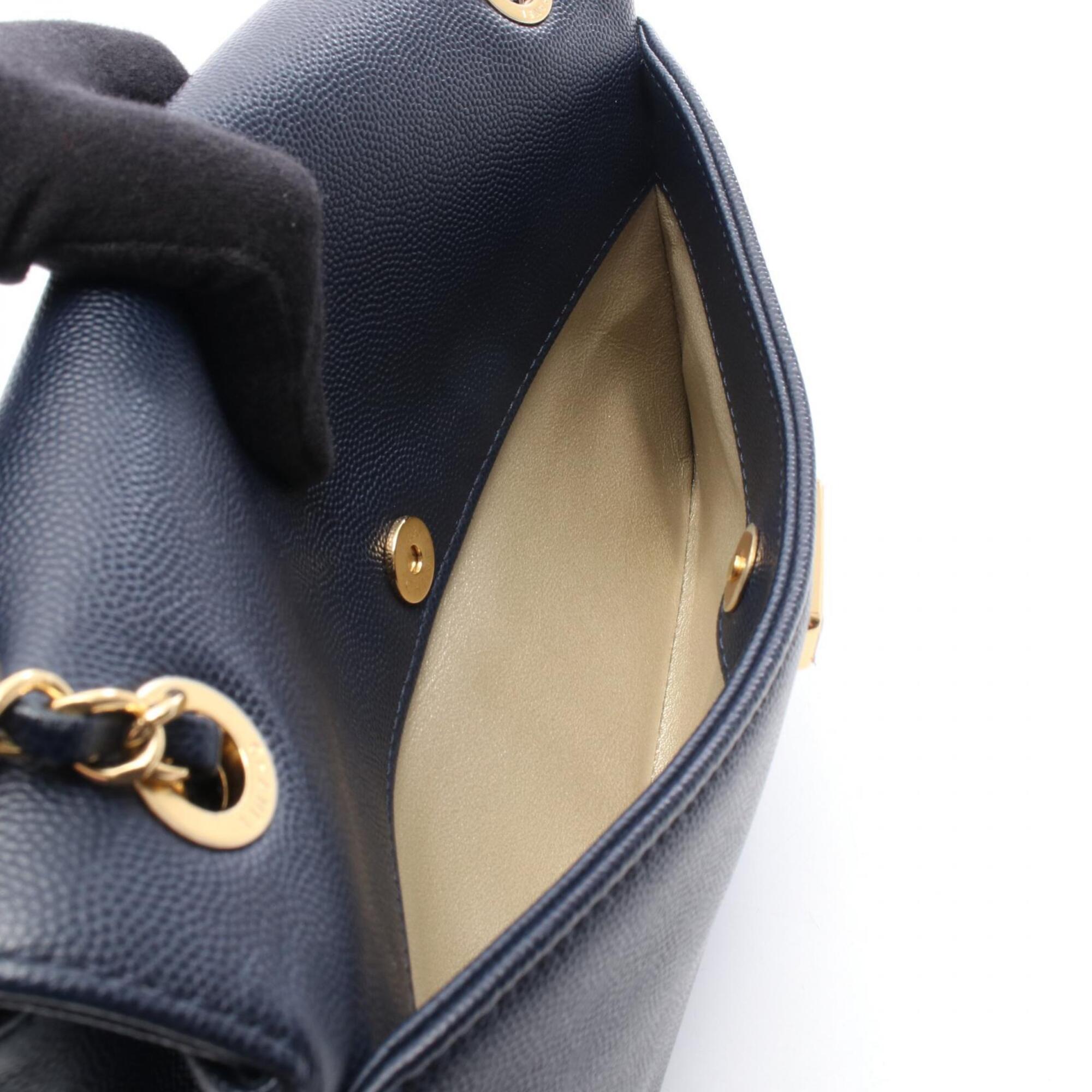 Chanel Navy Grained Calfskin Handbag Shoulder Bag (Pre-Owned)