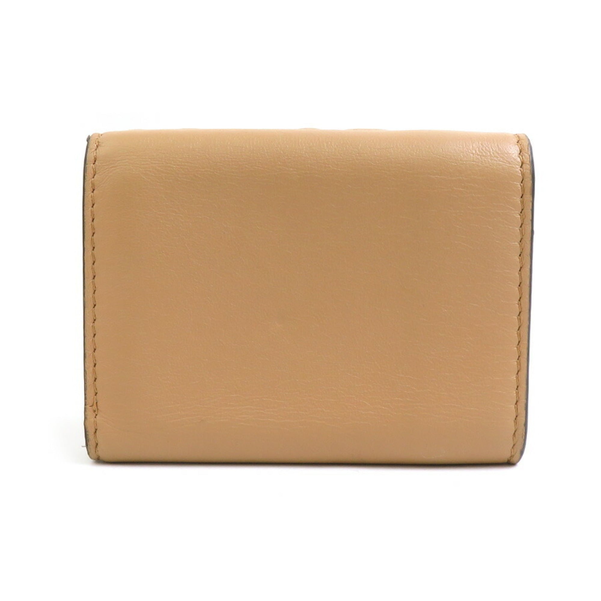 Fendi Beige Leather Wallet (Tri-Fold) (Pre-Owned)