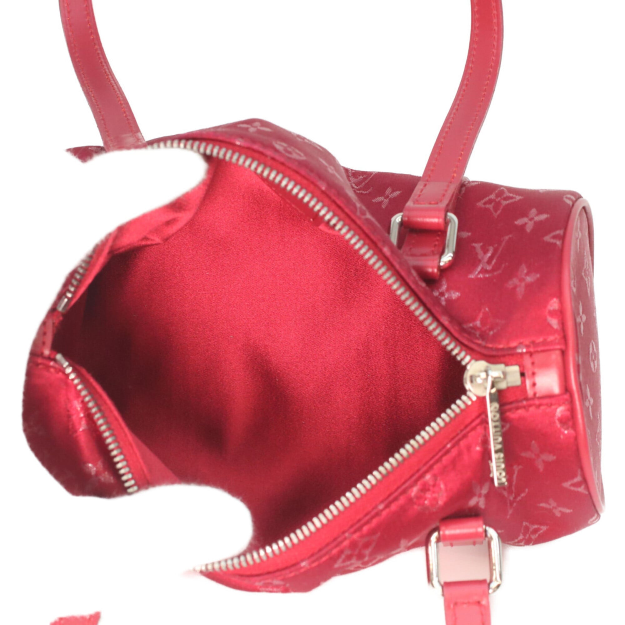 Louis Vuitton Red Color Monogram Satin Handbag (Pre-Owned)