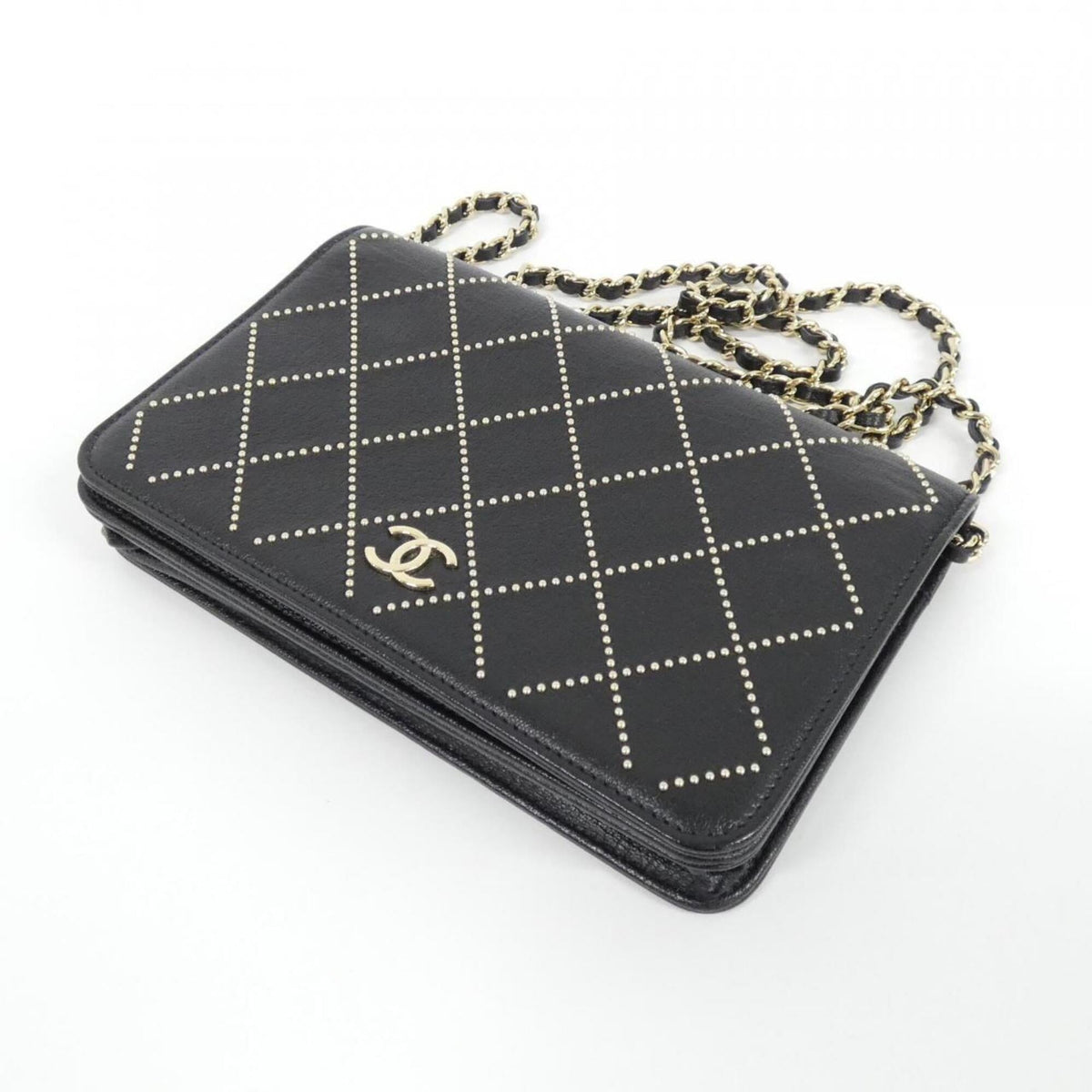 Chanel Black Leather Chain/Shoulder Wallet (Pre-Owned)