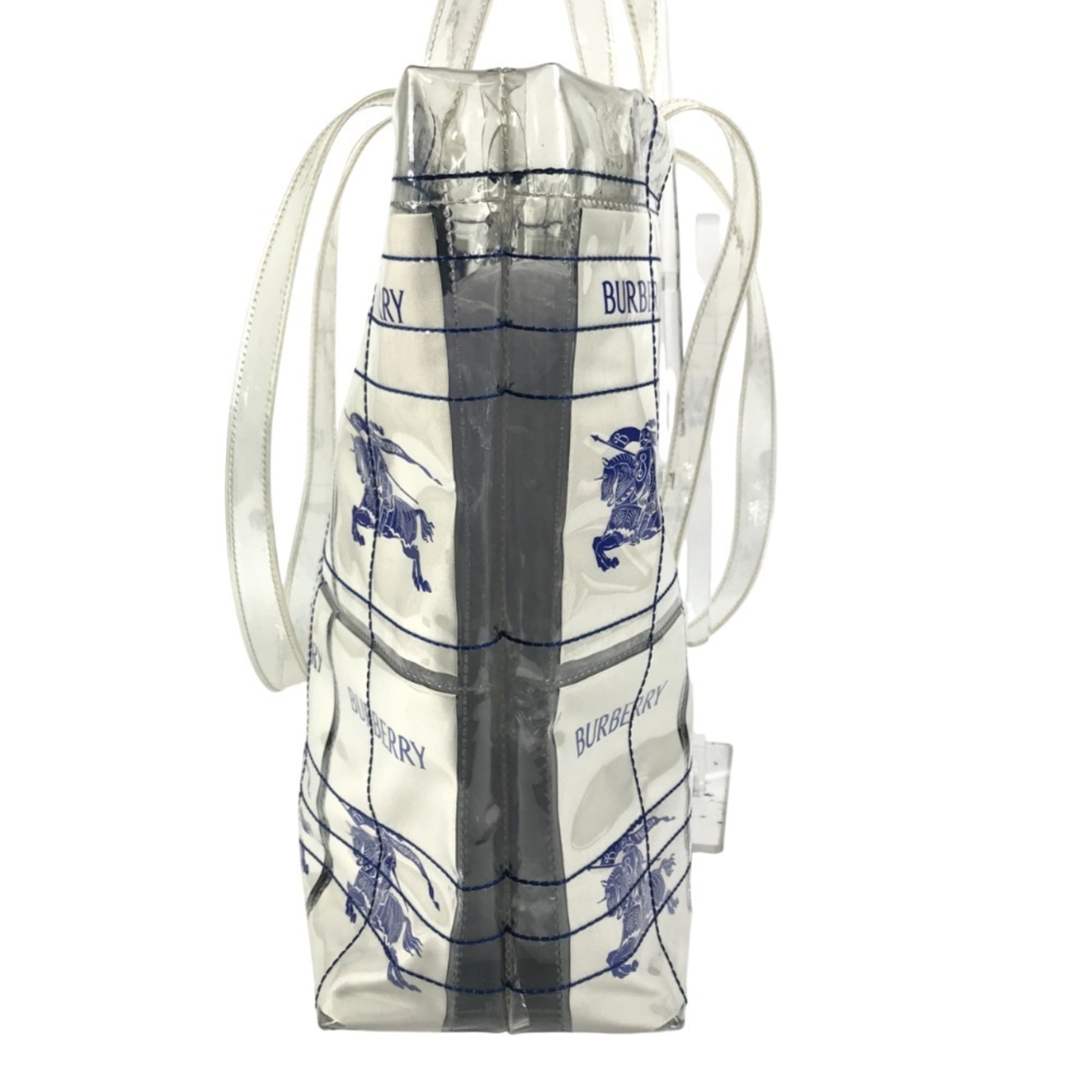 Burberry Blue Clear Yellow Vinyl Shoulder Bag Tote Bag (Pre-Owned)